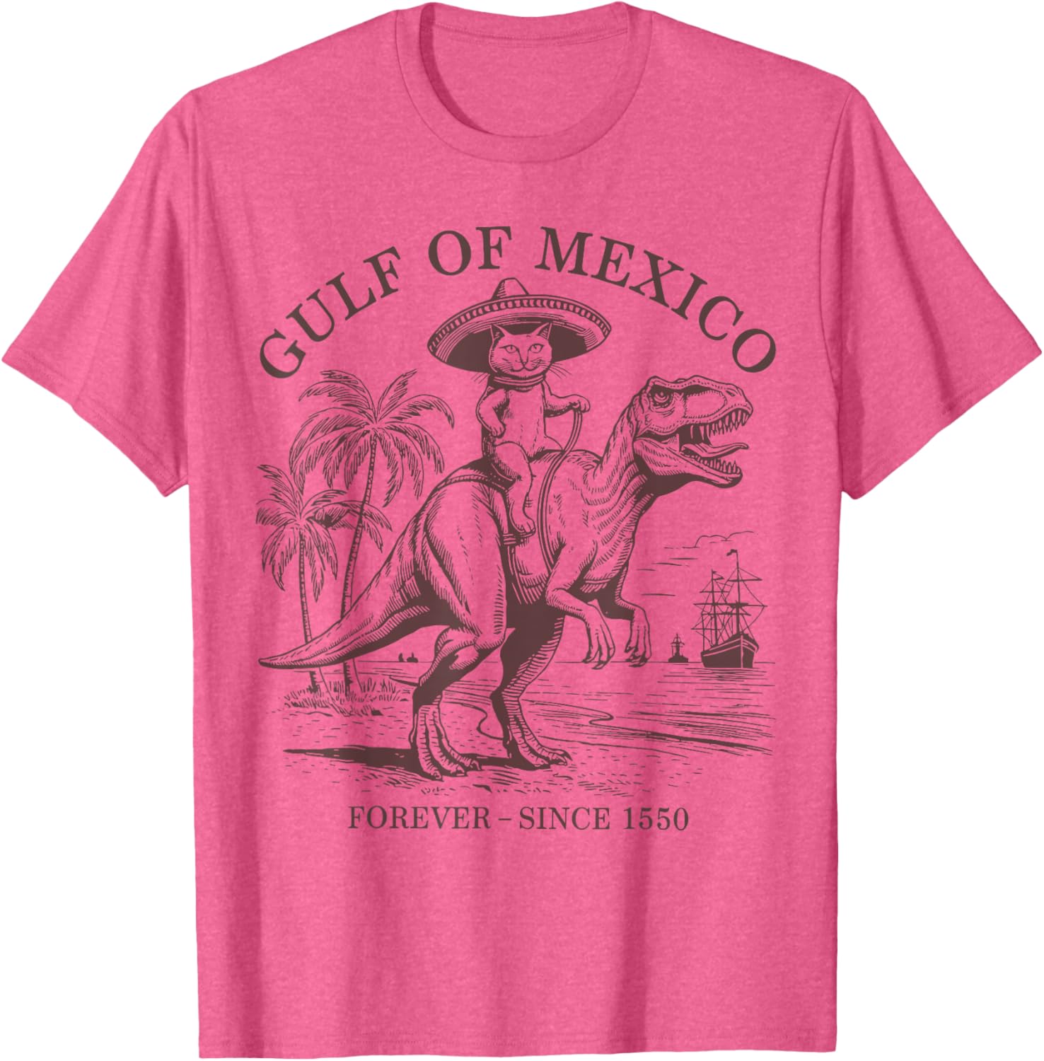 Funny Pirate Cat Dinosaur T-Shirt for Men and Women, Gulf of Mexico Vibe - 8