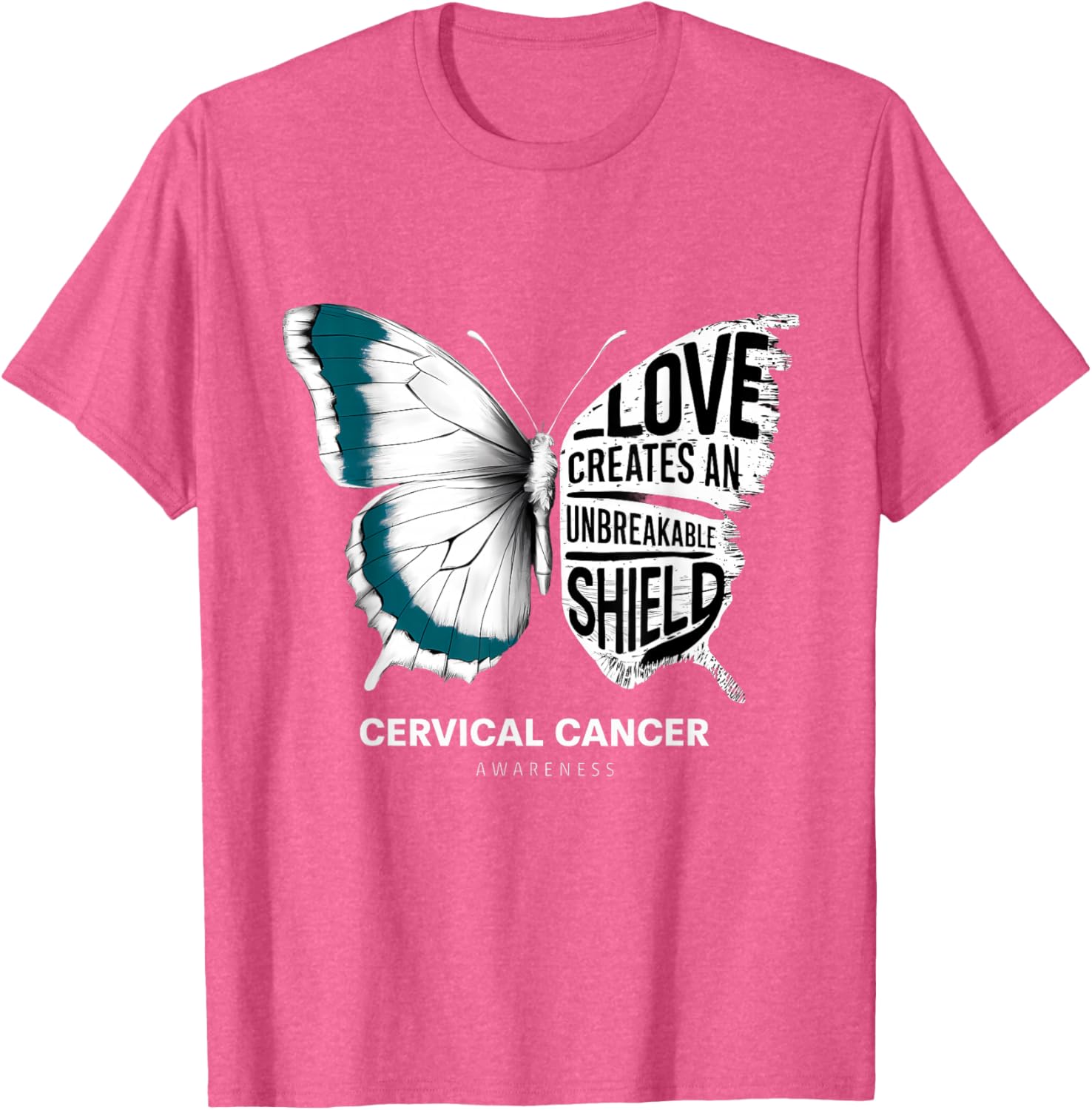 Cervical Cancer Awareness Teal Ribbon Unbreakable Shield T-Shirt - 6