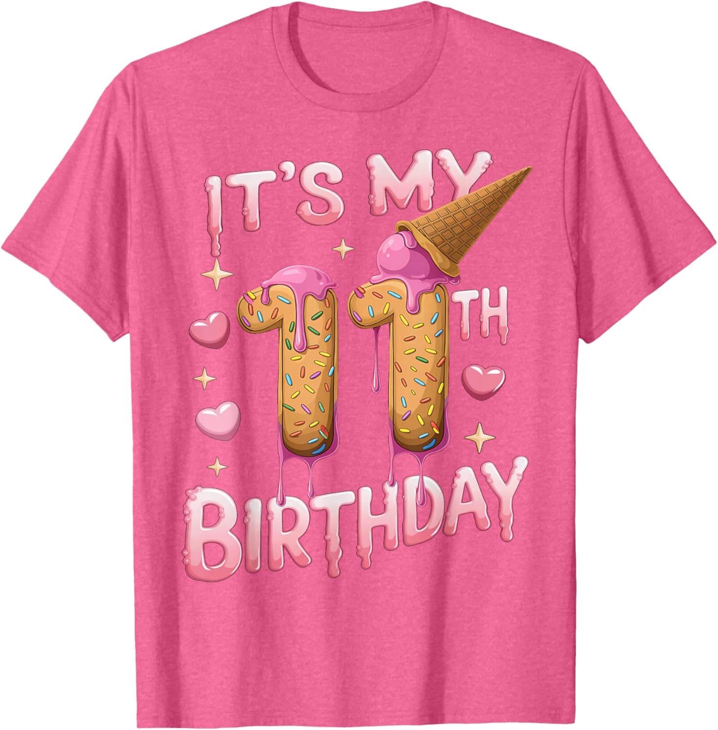 Cute Ice Cream 11th Birthday Shirt for Girls - Perfect Birthday Gift T-Shirt - 21