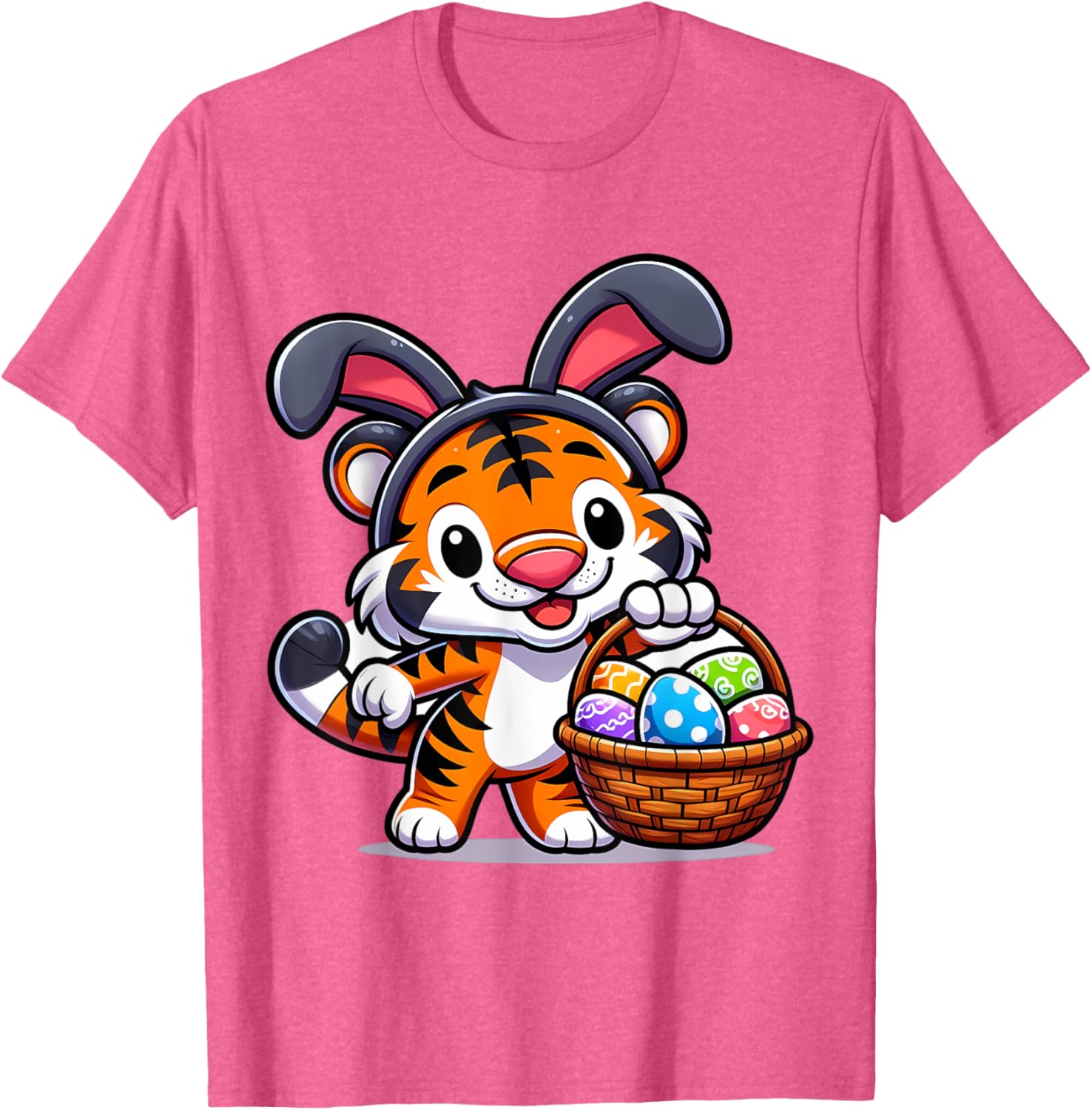 Cute Bunny Ear Tiger Easter Eggs T-Shirt for Kids and Babies - 3