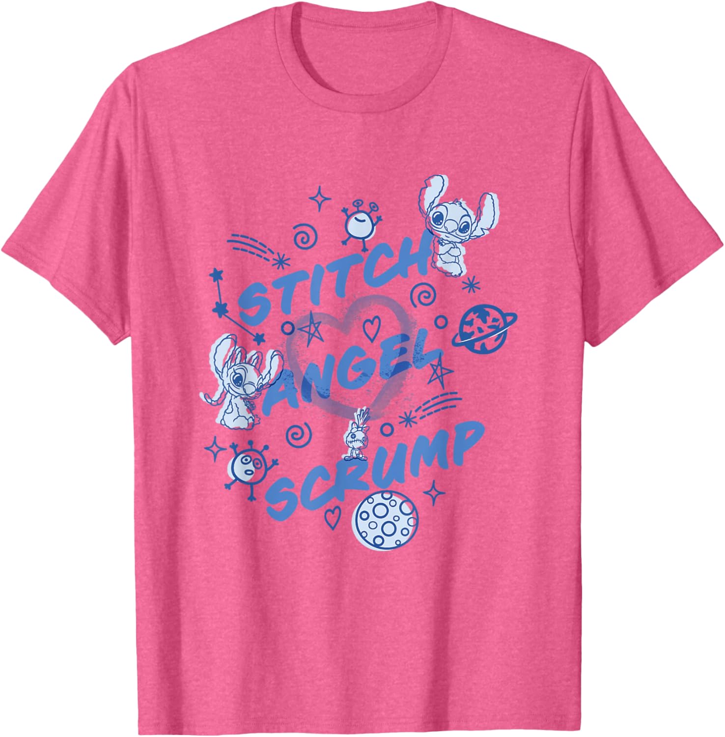 Disney Lilo and Stitch Angel Stitch Scrump Planet Icons T-Shirt - 1