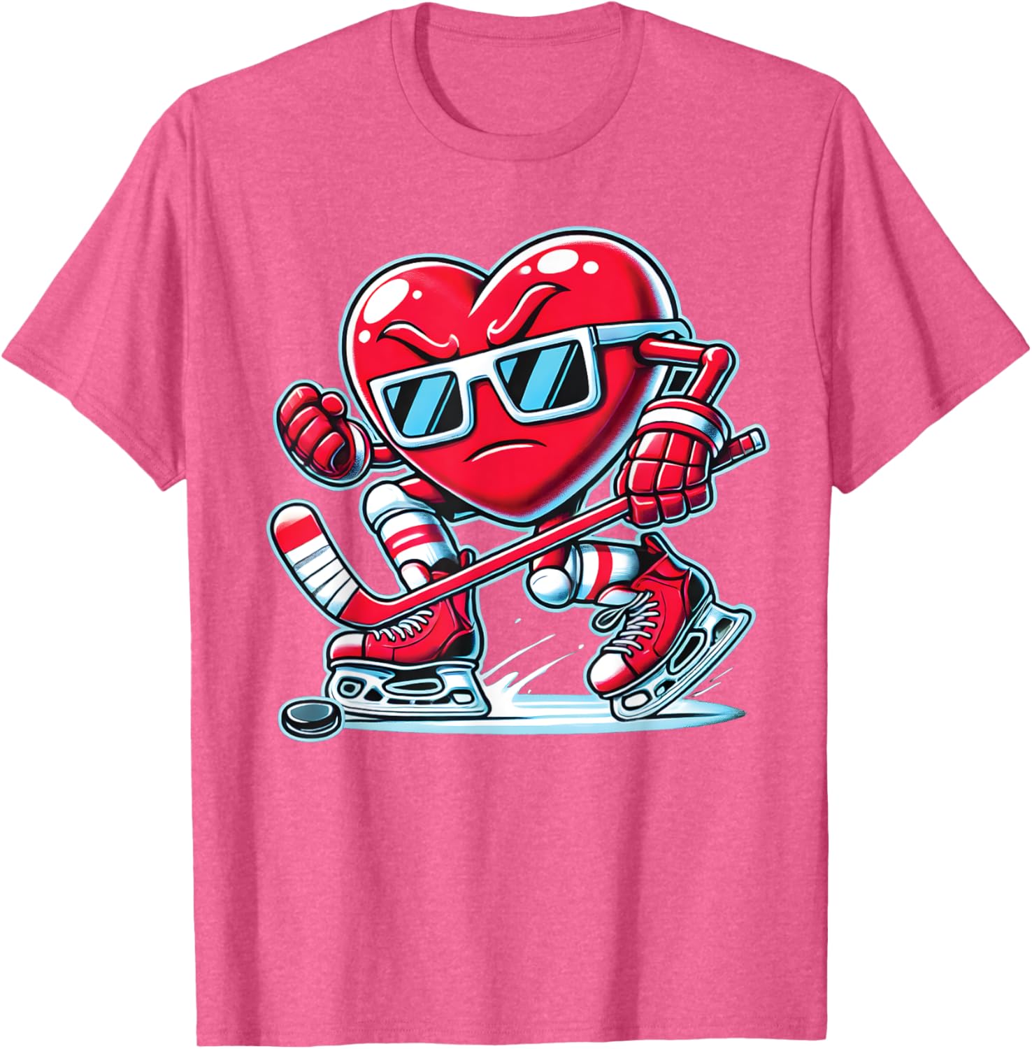Cute Heart Ice Hockey T-Shirt for Valentine's Day - Men, Women, Boys - 8