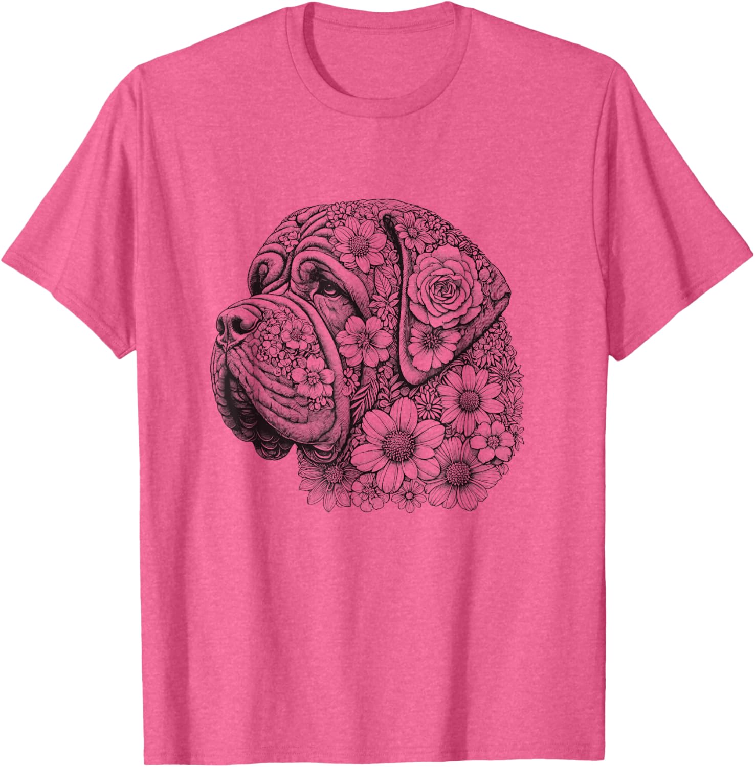 Floral English Mastiff T-Shirt for Girls and Women - Cute Dog Design - 6