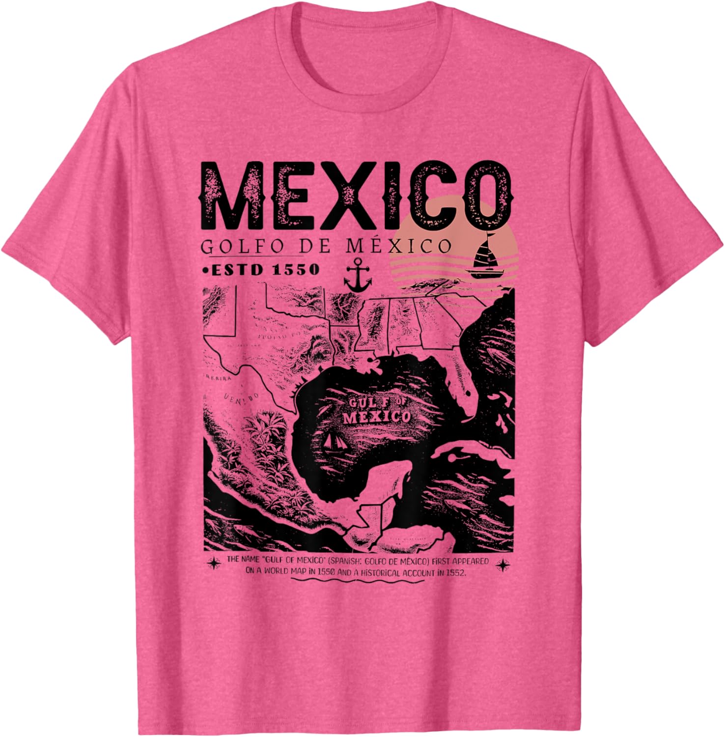 Gulf of Mexico 1550 History Facts T-Shirt for Ocean Lovers and Travelers - 3