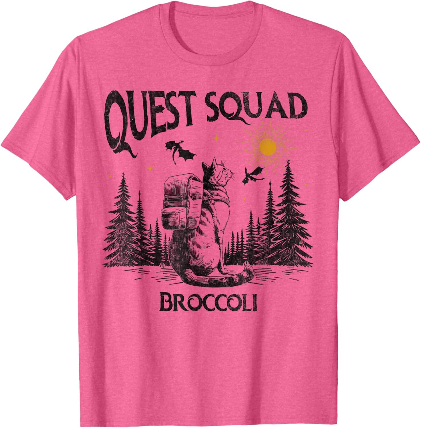 Funny Cat Broccoli Vintage T-Shirt for Men and Women - Quest Fantasy Squad - 9