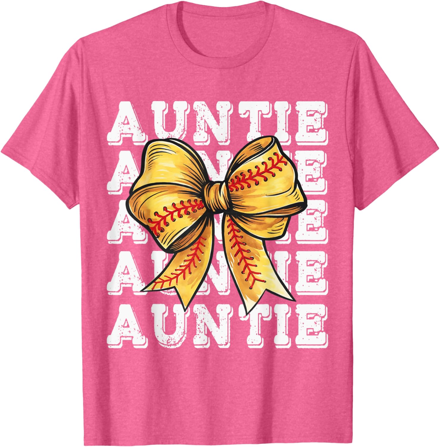 Coquette Softball Auntie Matching Family Bow T-Shirt for Fun Moments - 10