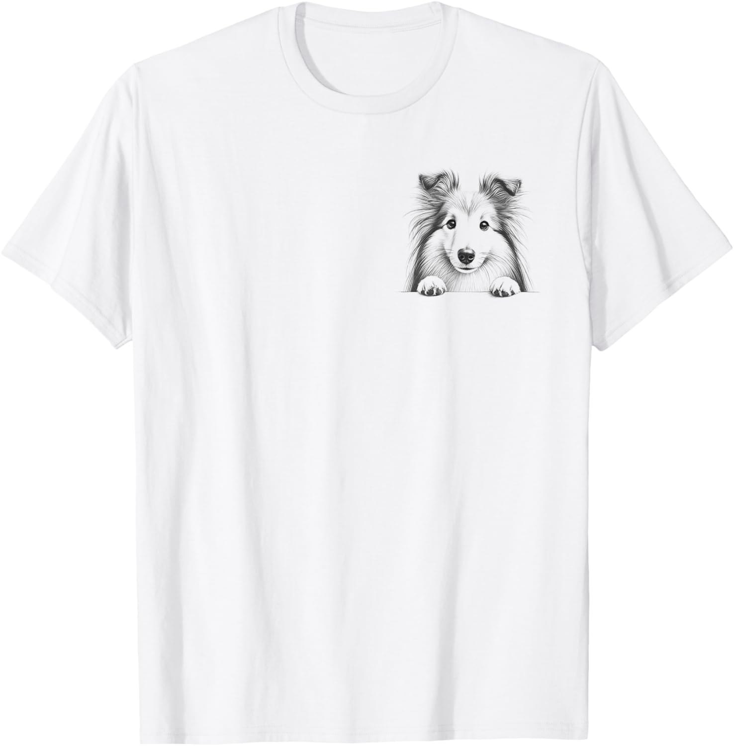 Cute Shetland Sheepdog Peeking Design T-Shirt for Dog Lovers - 10