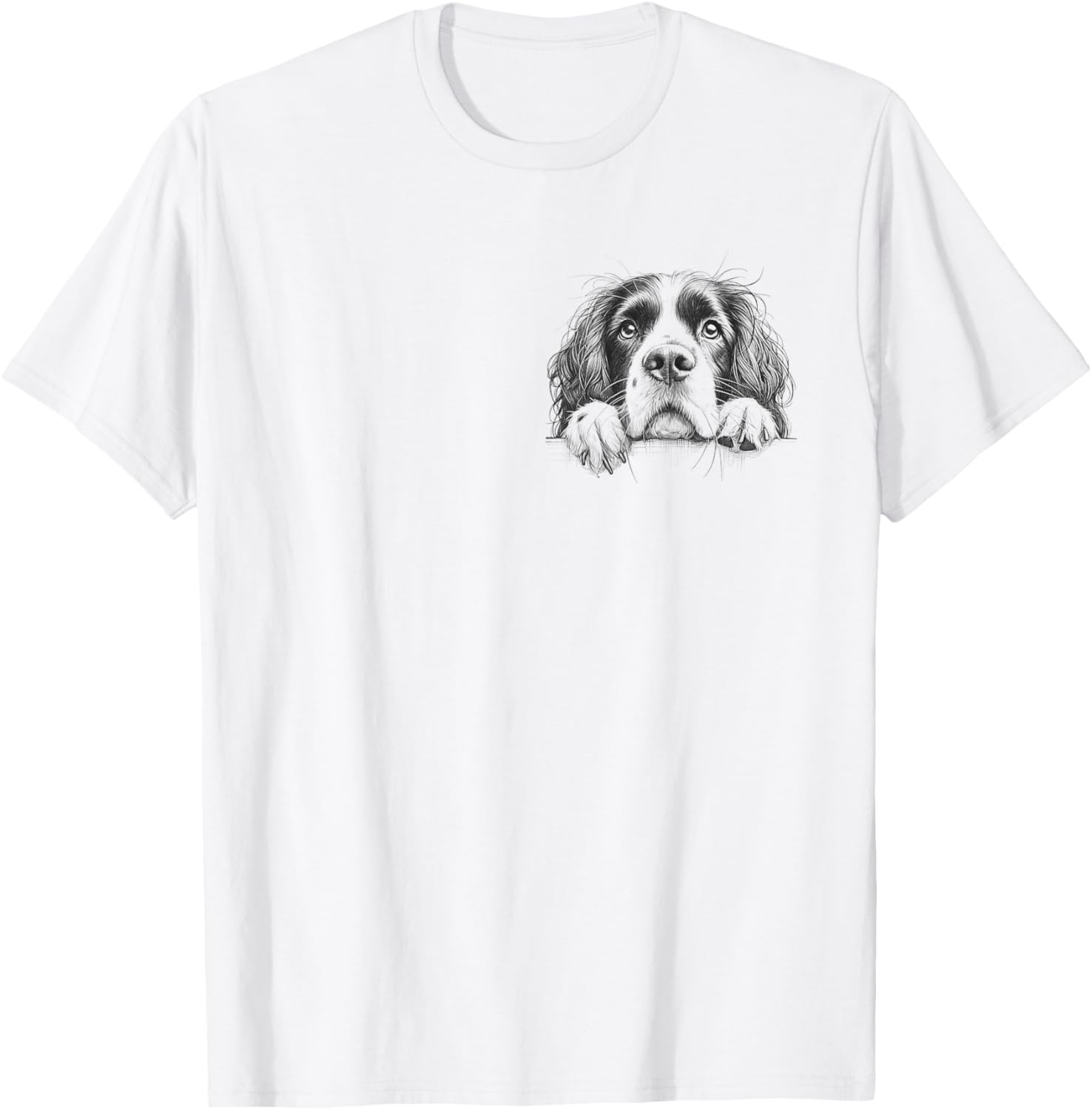 Cute Springer Spaniel Peeking Dog Lover T-Shirt for Men and Women - 8