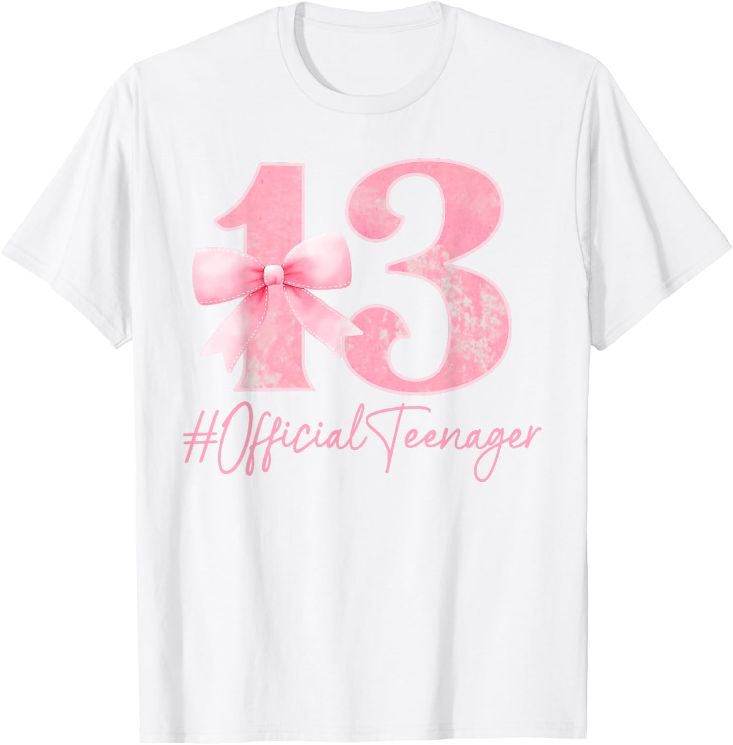 Cute Pink 13th Birthday Coquette Bow T-Shirt for Girls Turning 13 - 13