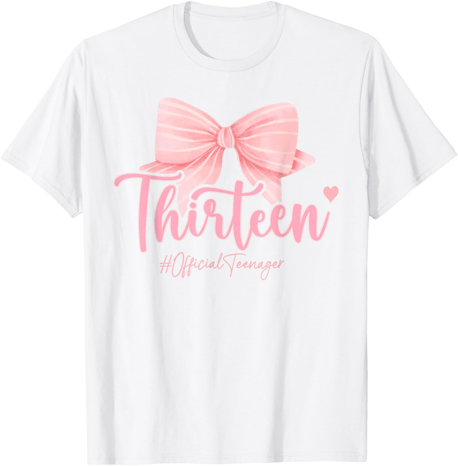 Cute Pink 13th Birthday Coquette Bow T-Shirt for Girls Celebrating 13 - 11
