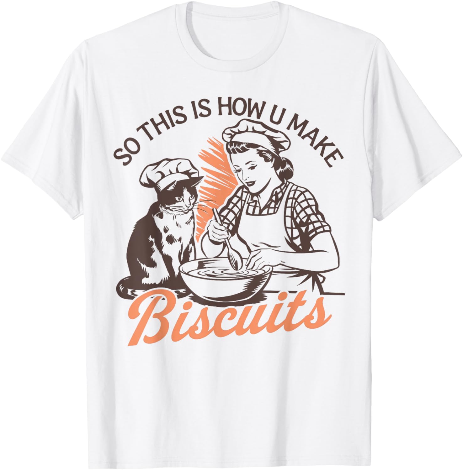 Funny Cat Make Biscuits T-Shirt Retro Gift for Men Women Kids - 1