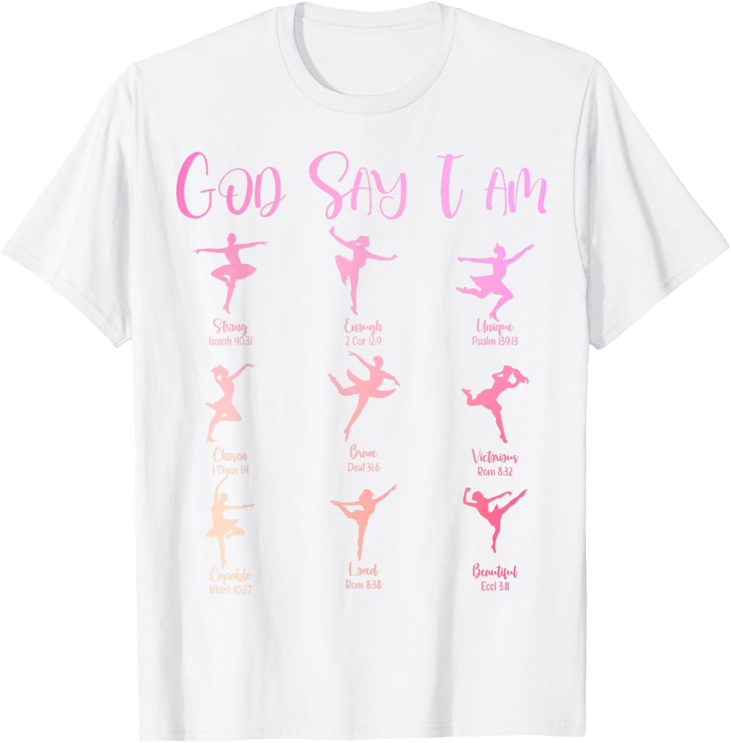 Christian God Says I Am Cute Pink Ballet Dancer T-Shirt for Girls - 13