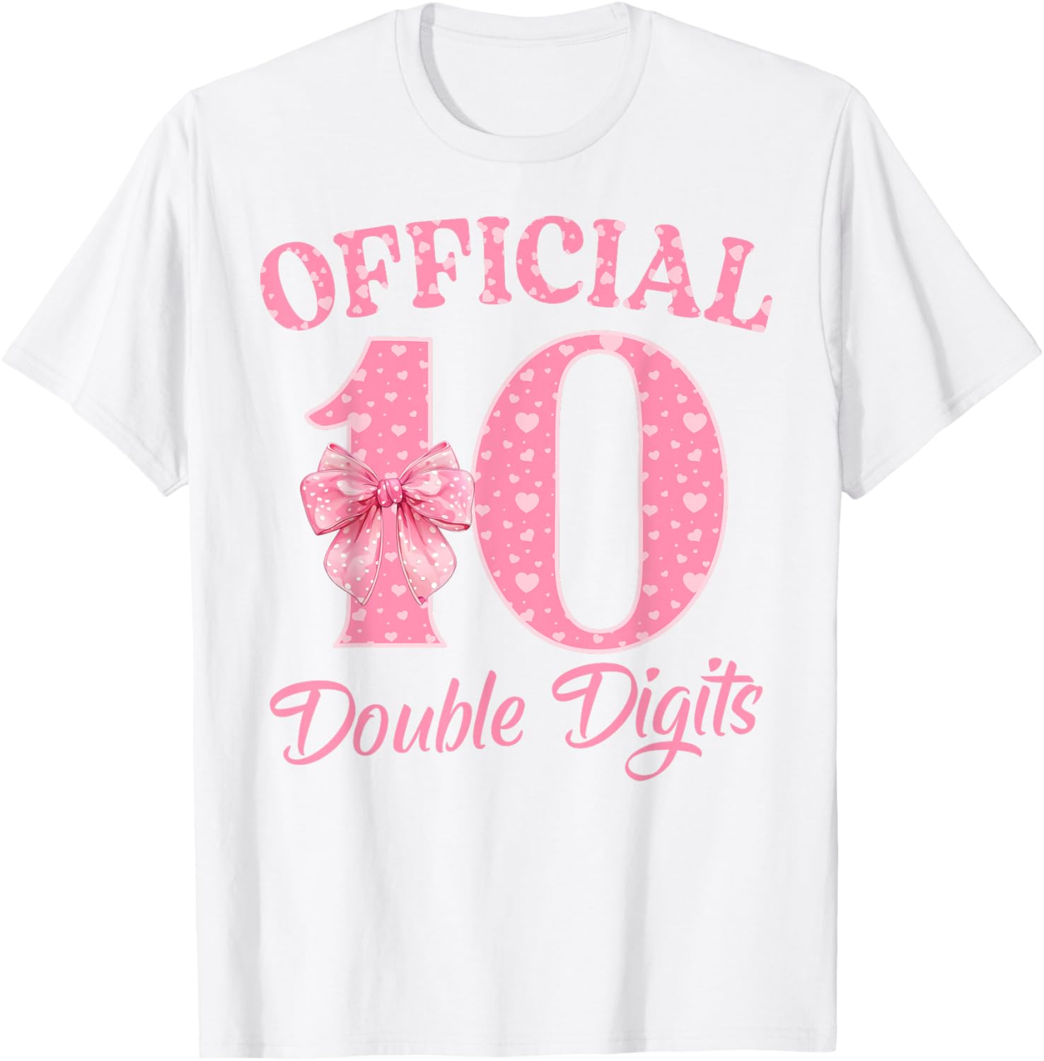 Cute Pink 10th Birthday Coquette Bow T-Shirt for Girls 10 Years Old - 19