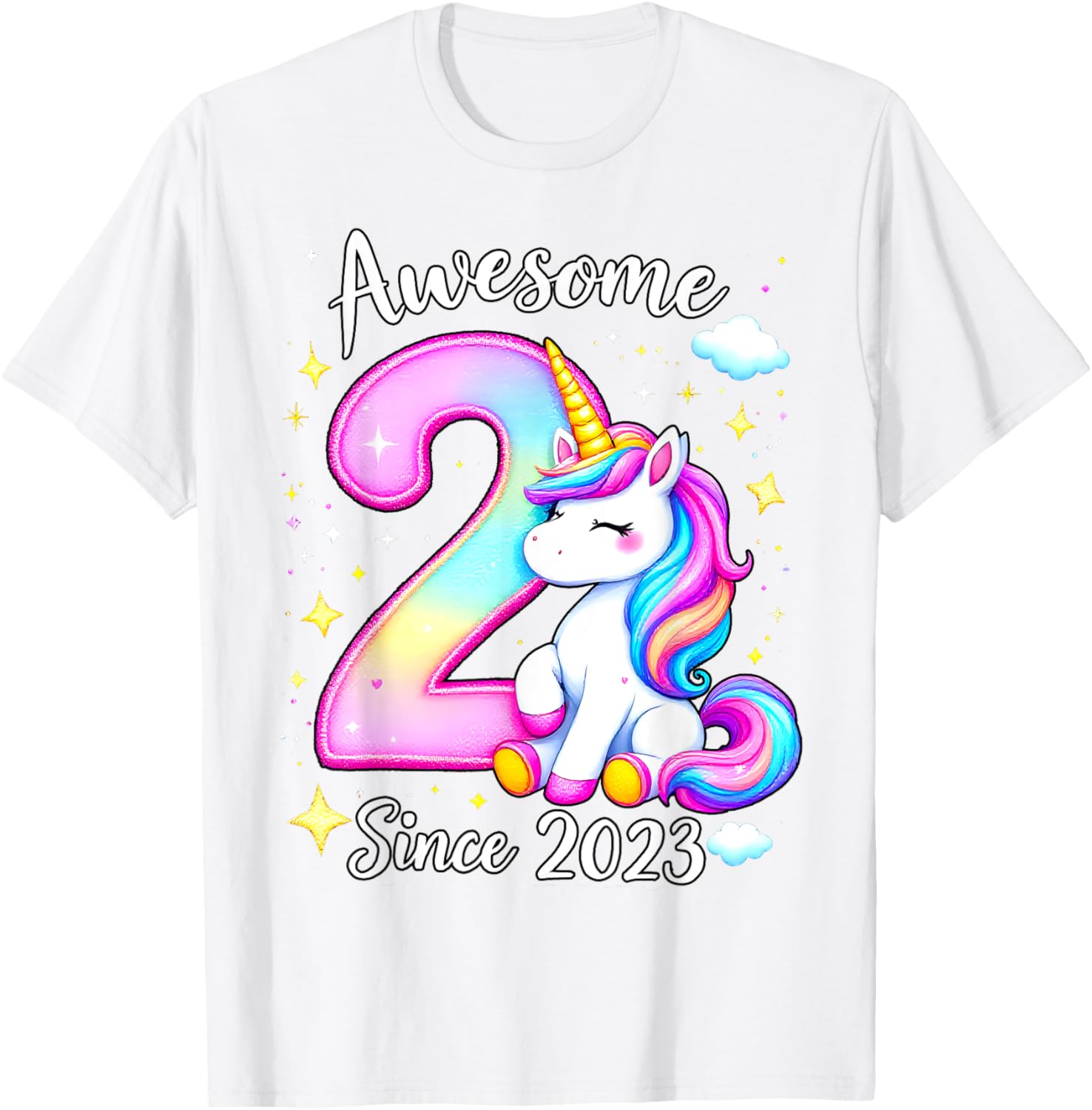 Cute Unicorn 2nd Birthday Girls T-Shirt for Awesome Celebrations - 6