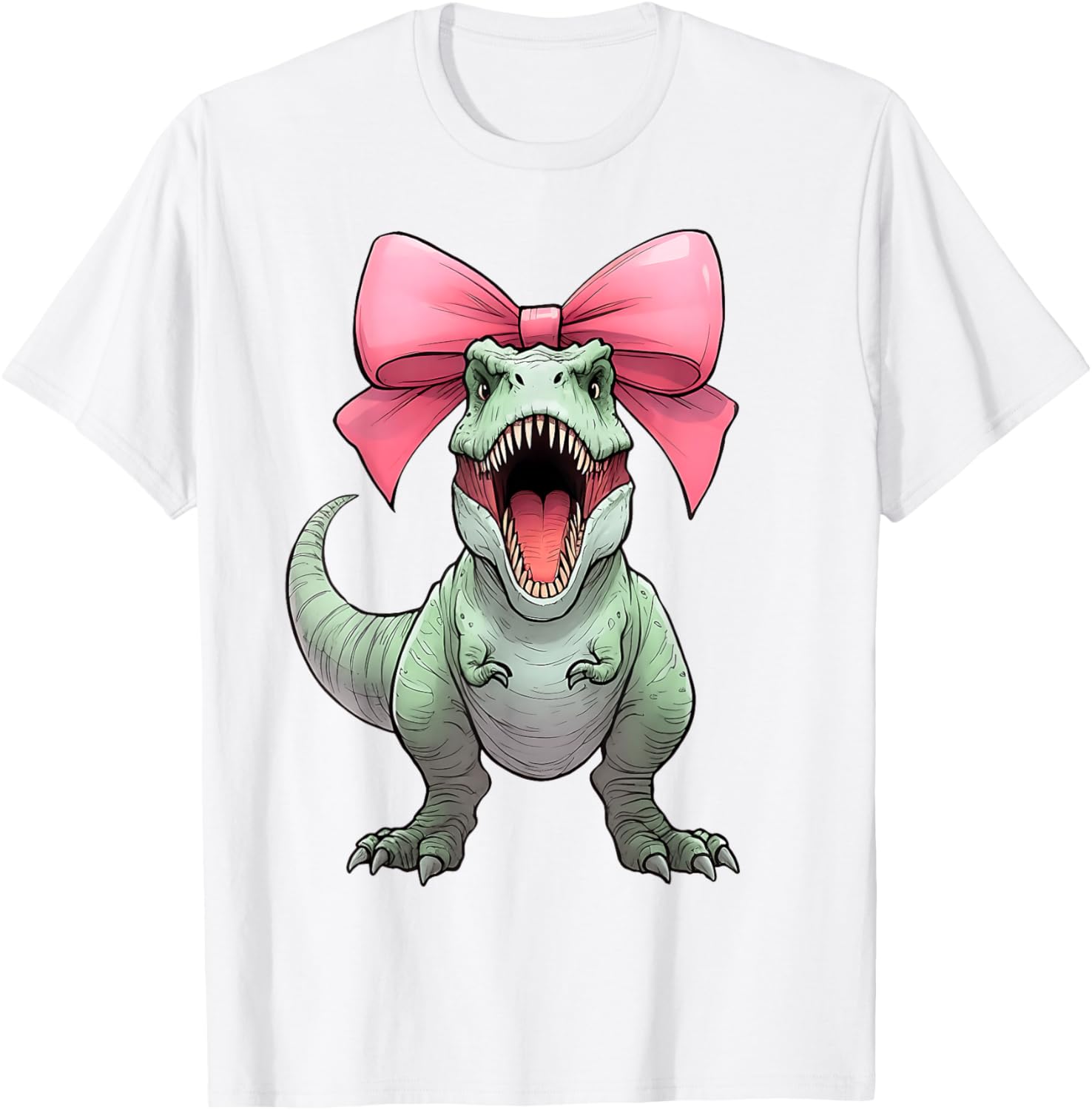 Cute Coquette Bow T-Rex Mom T-Shirt for Dinosaur Lovers - Fun & Stylish - 3