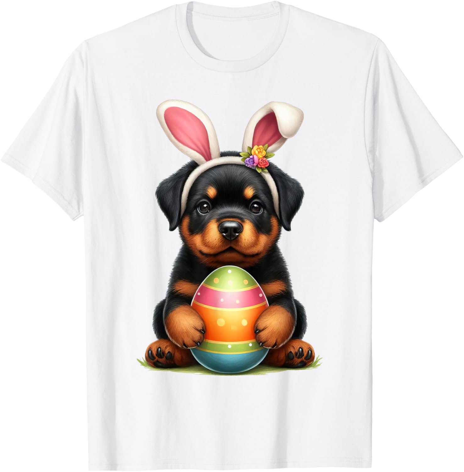 Cute Bunny Rottweiler Dog Easter T-Shirt Perfect for Spring Celebrations - 26
