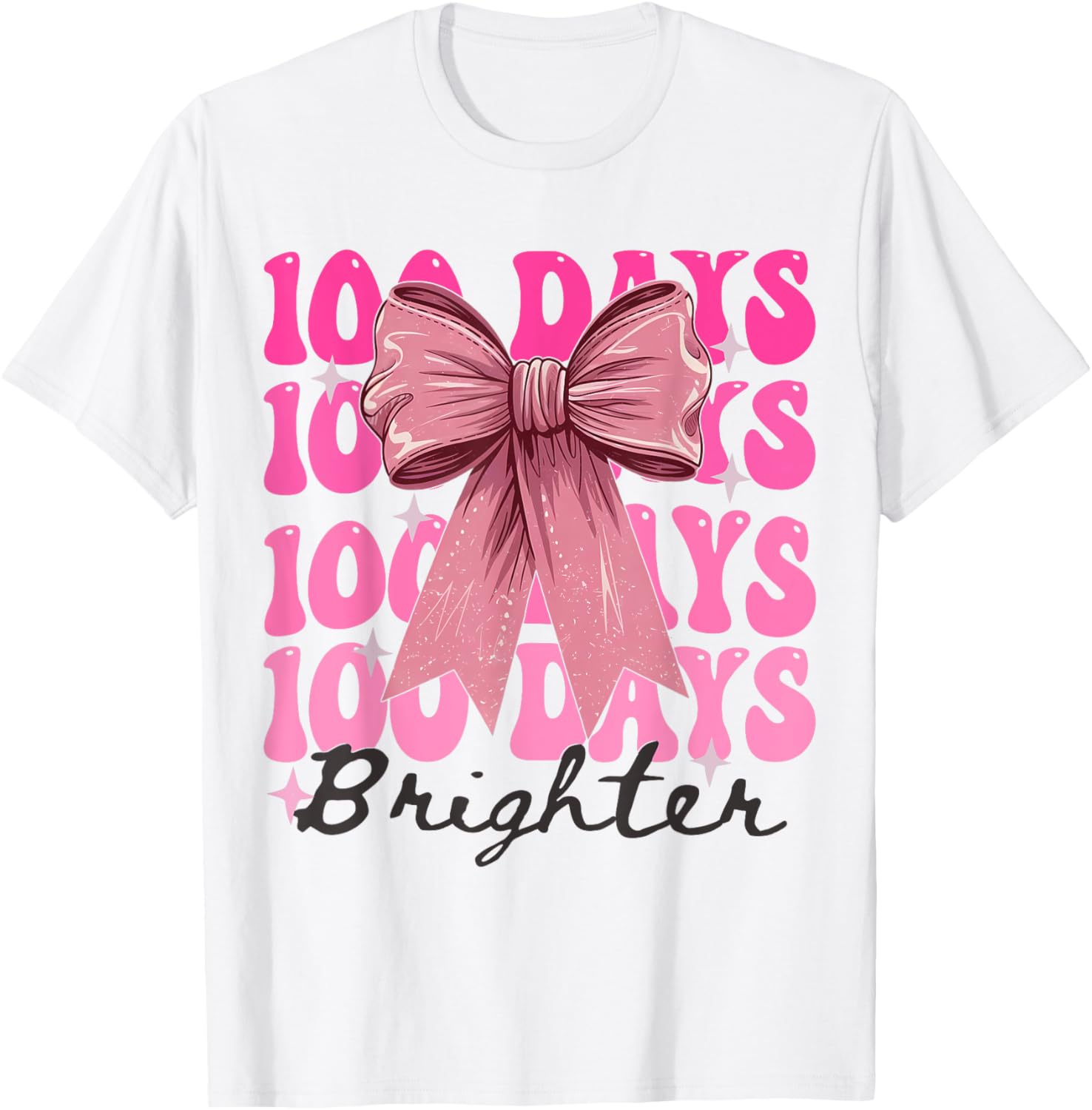 Cute 100 Days of School Girls Coquette Bow T-Shirt for Celebrations - 2