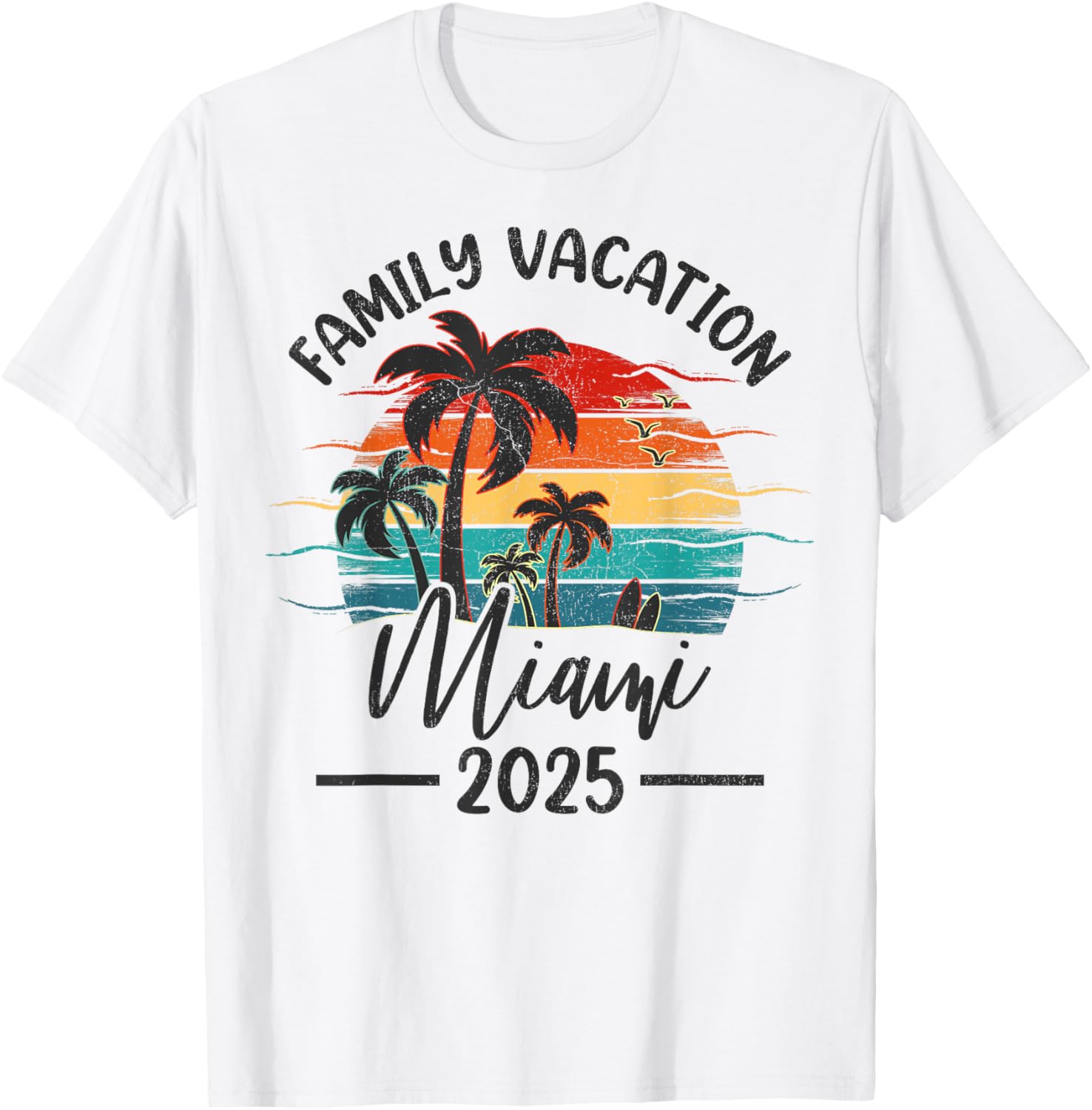 Family Vacation 2025 Summer Miami Beach T-Shirt for Fun in the Sun - 1