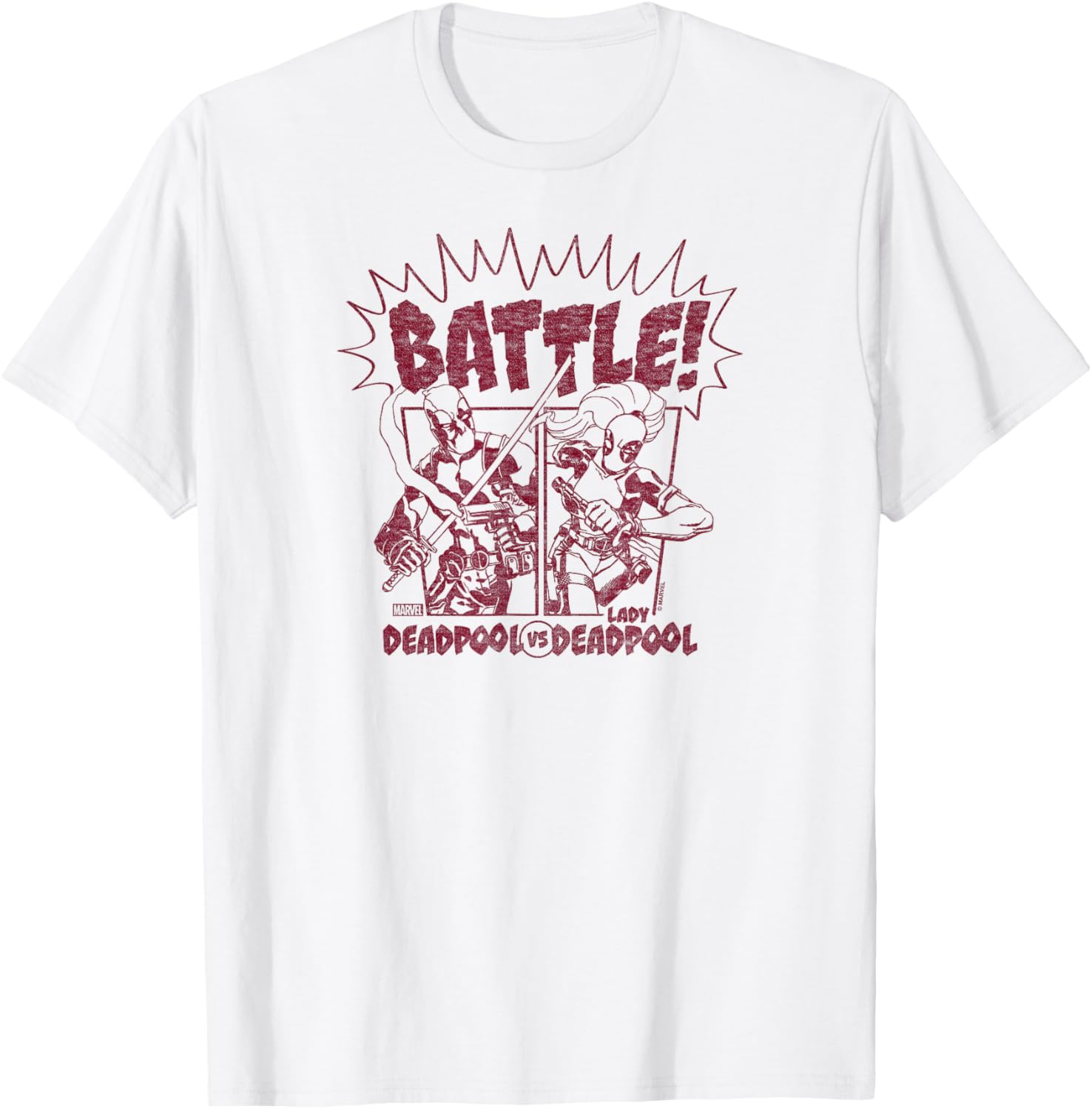 Deadpool vs Lady Deadpool T-Shirt for Fans of Comic Book Style Fashion - 3