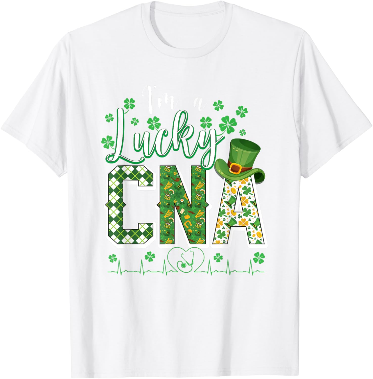 Funny Lucky CNA Nurse Shamrock St Patrick's Day T-Shirt for Scrubs - 28