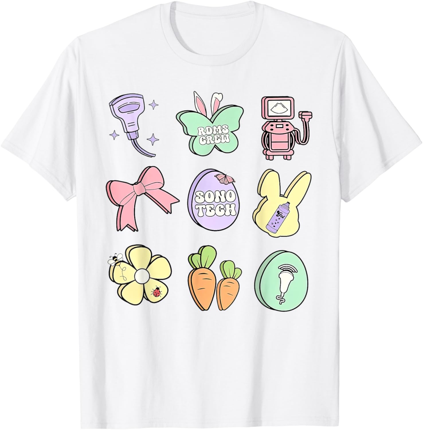 Coquette Bow Sono Tech Sonographer Easter T-Shirt for Ultrasound Lovers - 11