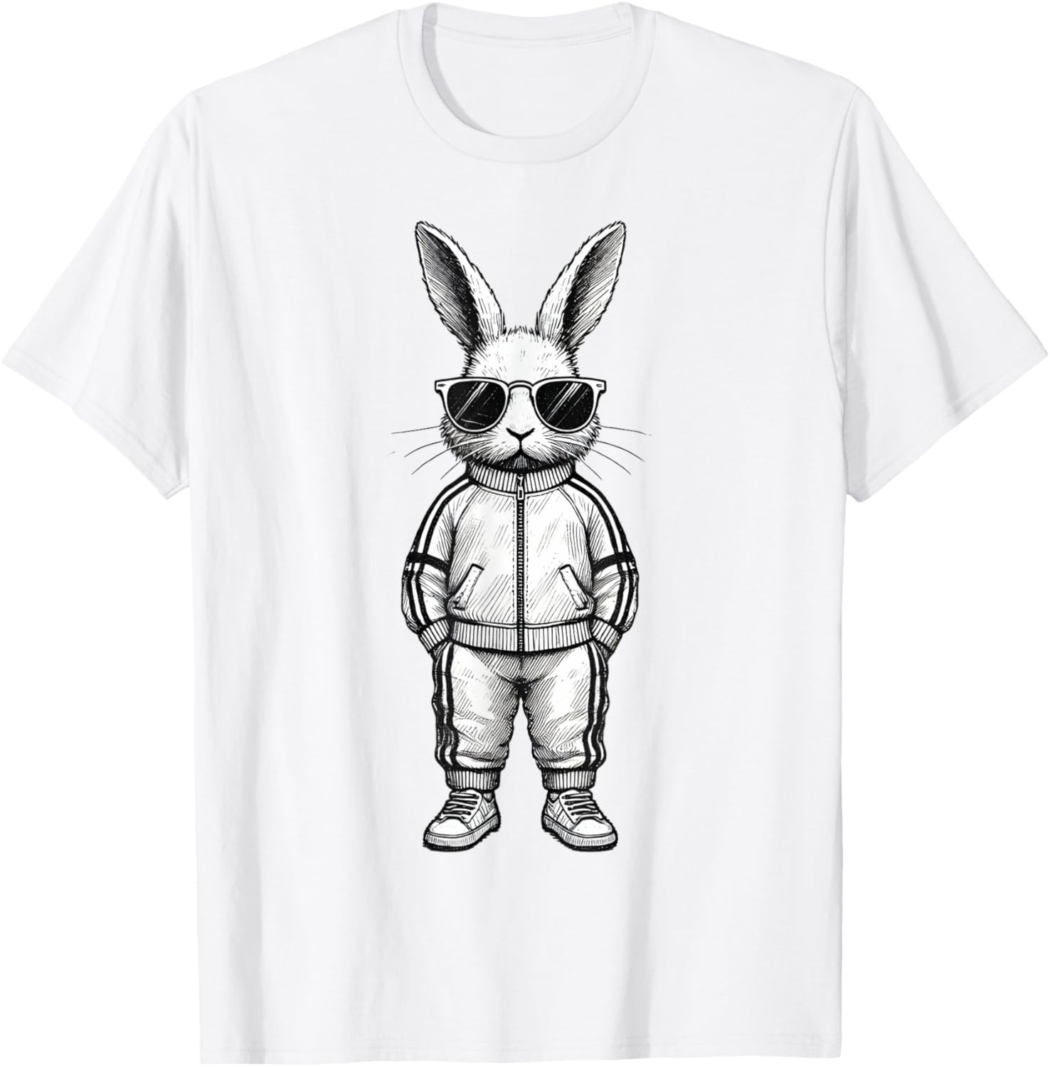 Cool Bunny Face with Sunglasses Easter T-Shirt for Boys and Kids - 7