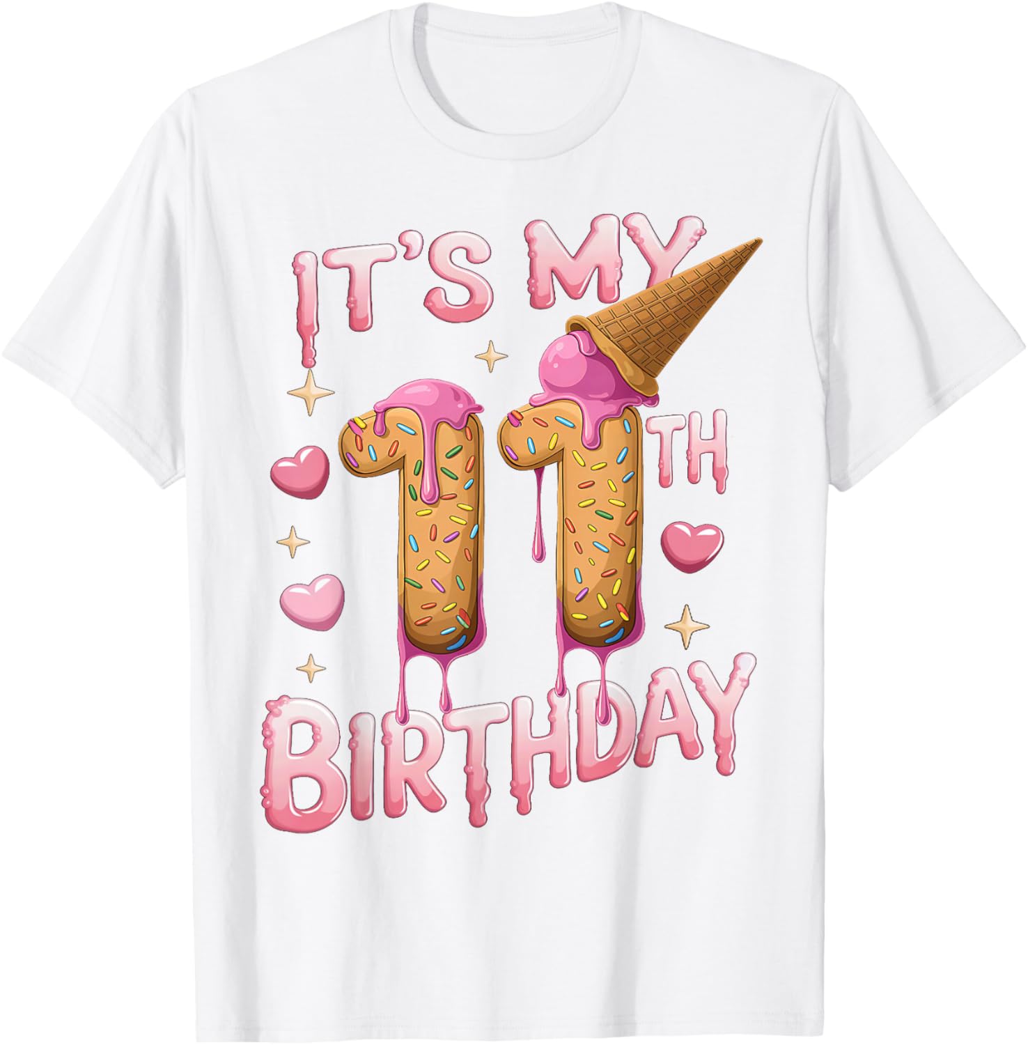 Cute Ice Cream 11th Birthday Shirt for Girls - Perfect Birthday Gift T-Shirt - 5