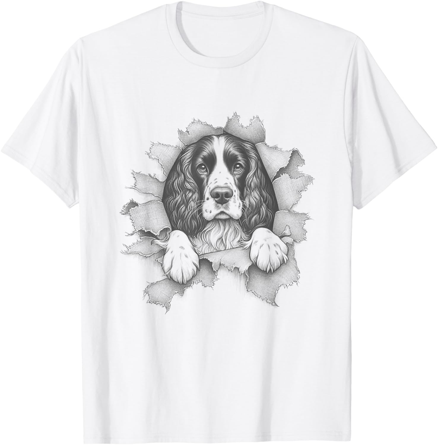 English Springer Spaniel Peeking T-Shirt for Dog Lovers - Fun and Stylish Wear - 7