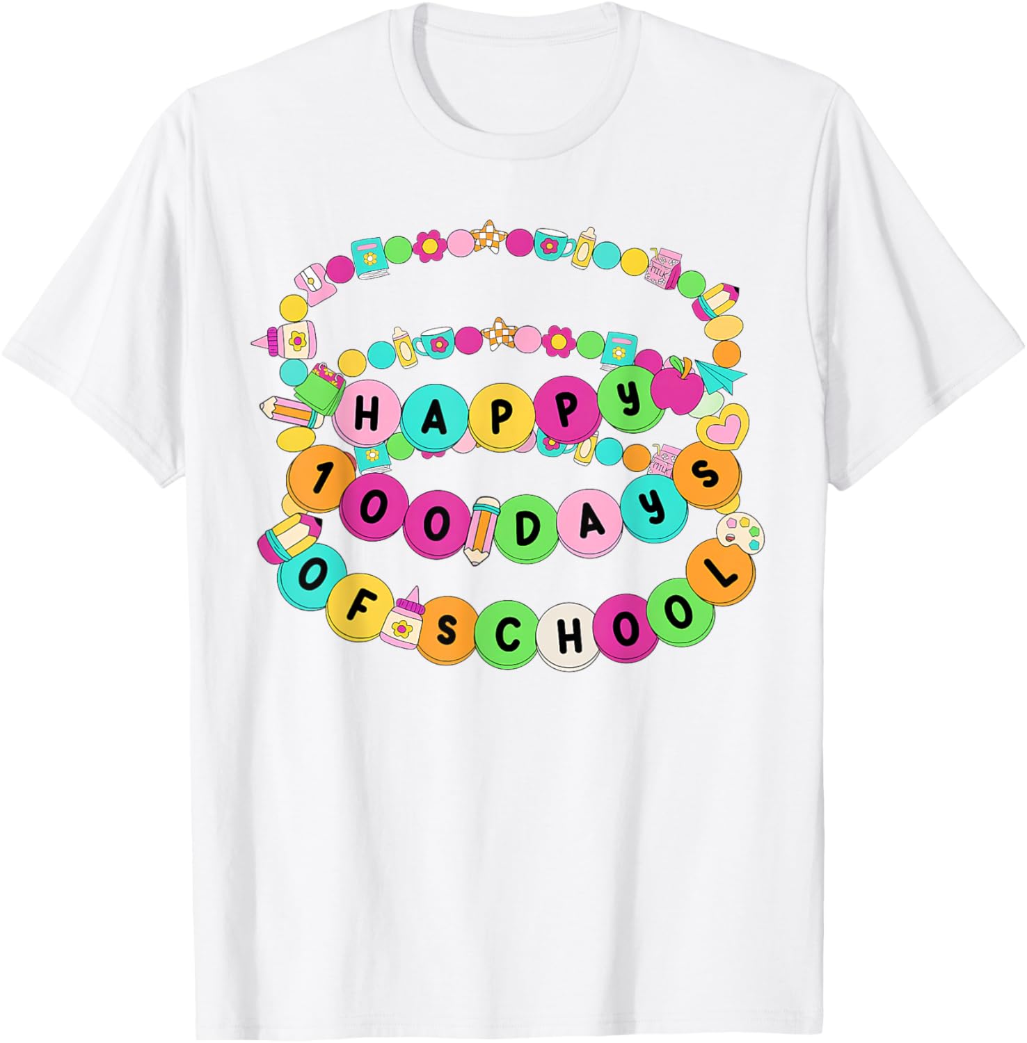 Happy 100 Days School Fun T-Shirt for Teachers and Students - 1