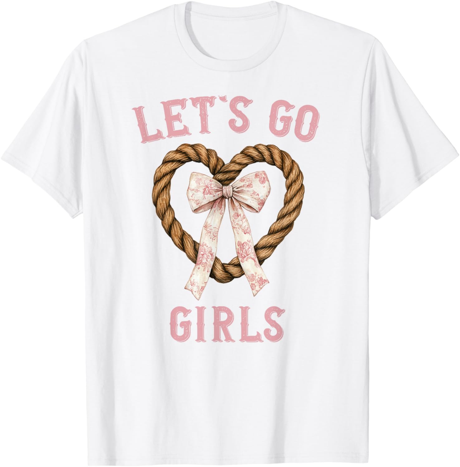 Chinoiserie Pink Cowgirl Lasso T-Shirt for Stylish Western Girls - 2