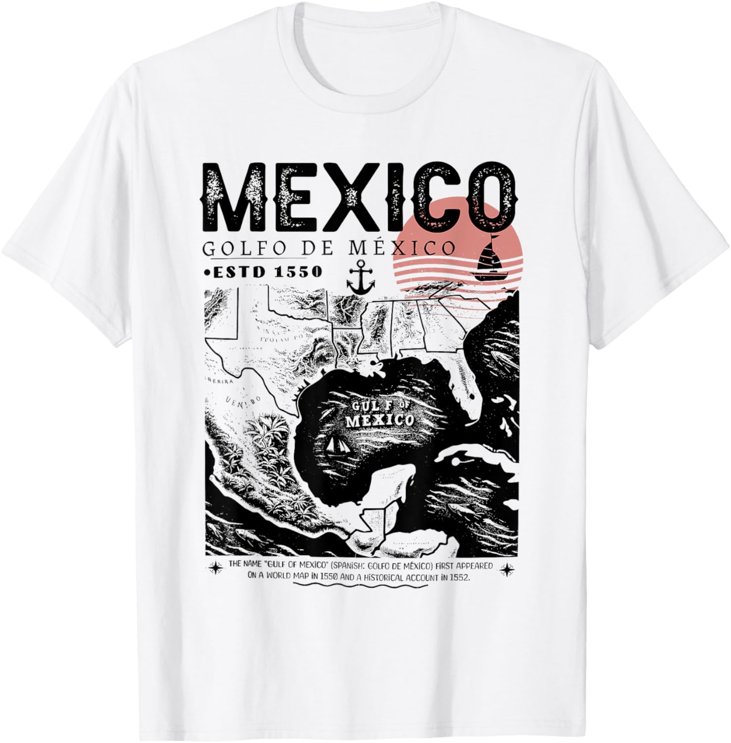 Gulf of Mexico 1550 History Facts T-Shirt for Ocean Lovers and Travelers - 14
