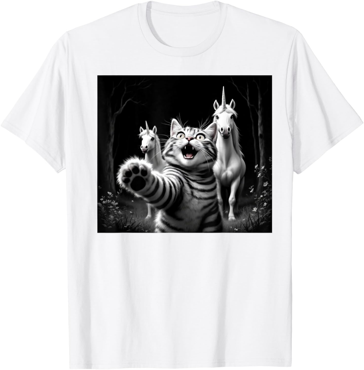 Funny Cat and Unicorn Selfie T-Shirt for Cat Lovers and Kids - 16