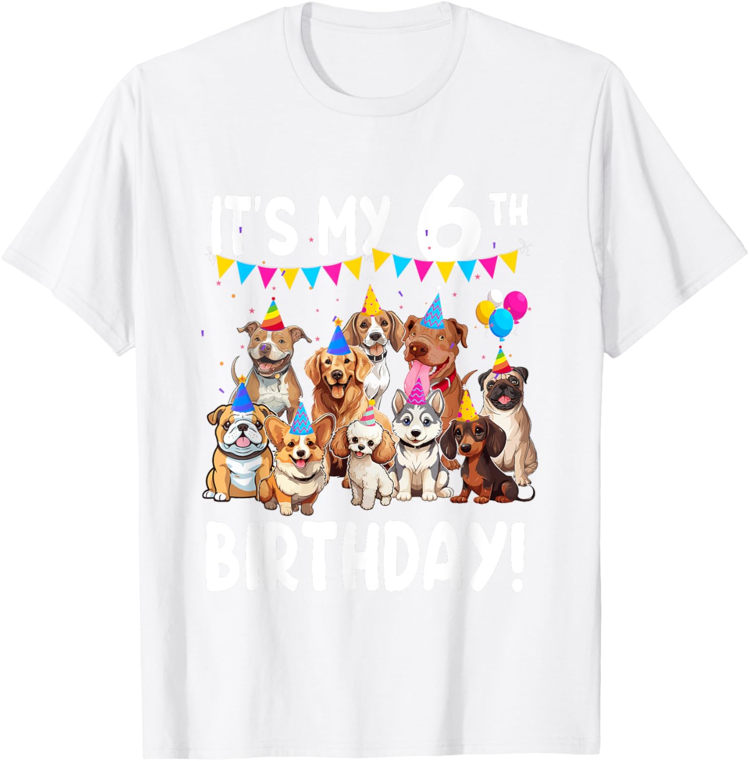 Cute Dogs Lover 6th Birthday T-Shirt for Kids - Fun Birthday Gift! - 16