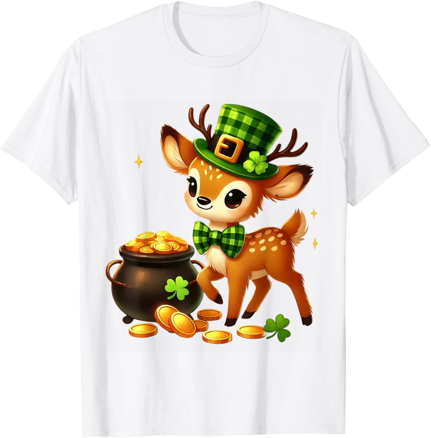 Cute Deer Leprechaun St Patrick's Day T-Shirt for Kids Fun Party Wear - 11