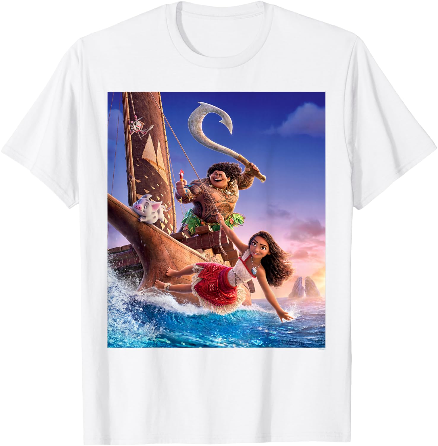 Disney Moana Adventure T-Shirt with Maui and Friends for Kids and Adults - 1