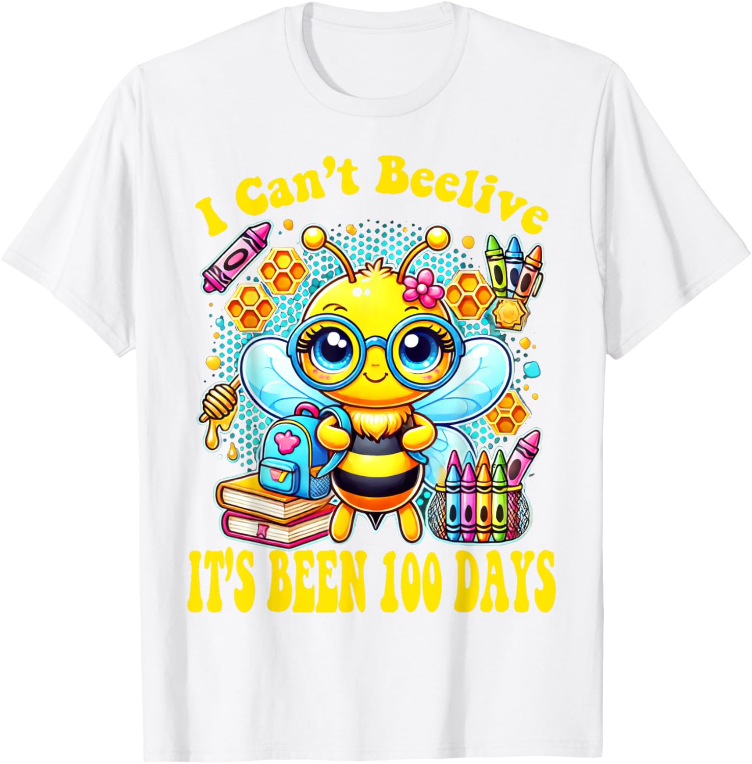 Funny Bee 100 Days of School T-Shirt for Kids - Perfect Milestone Outfit - 12