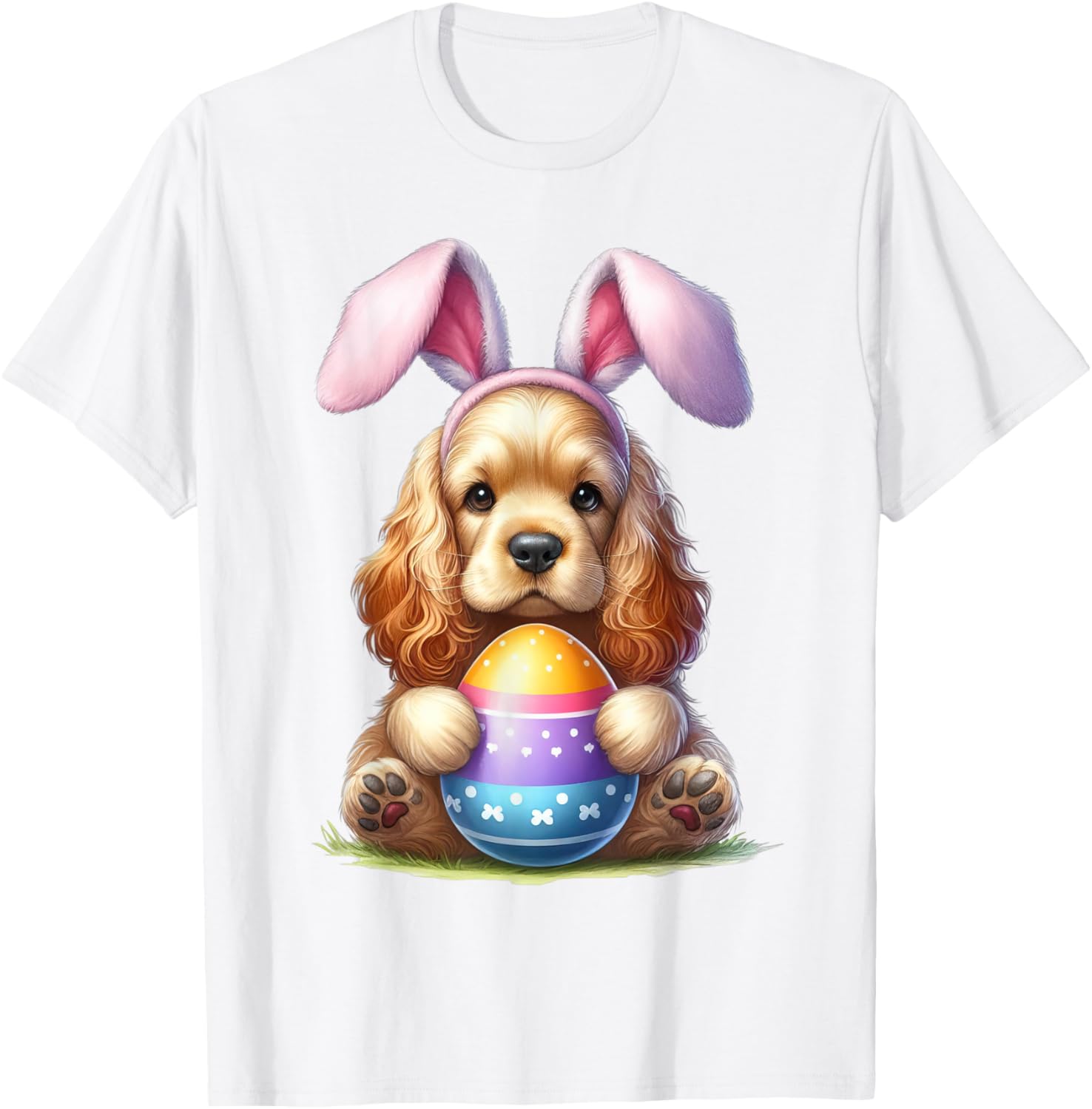Cute Bunny Cocker Spaniel Easter T-Shirt for Men and Women Celebrating Spring - 19