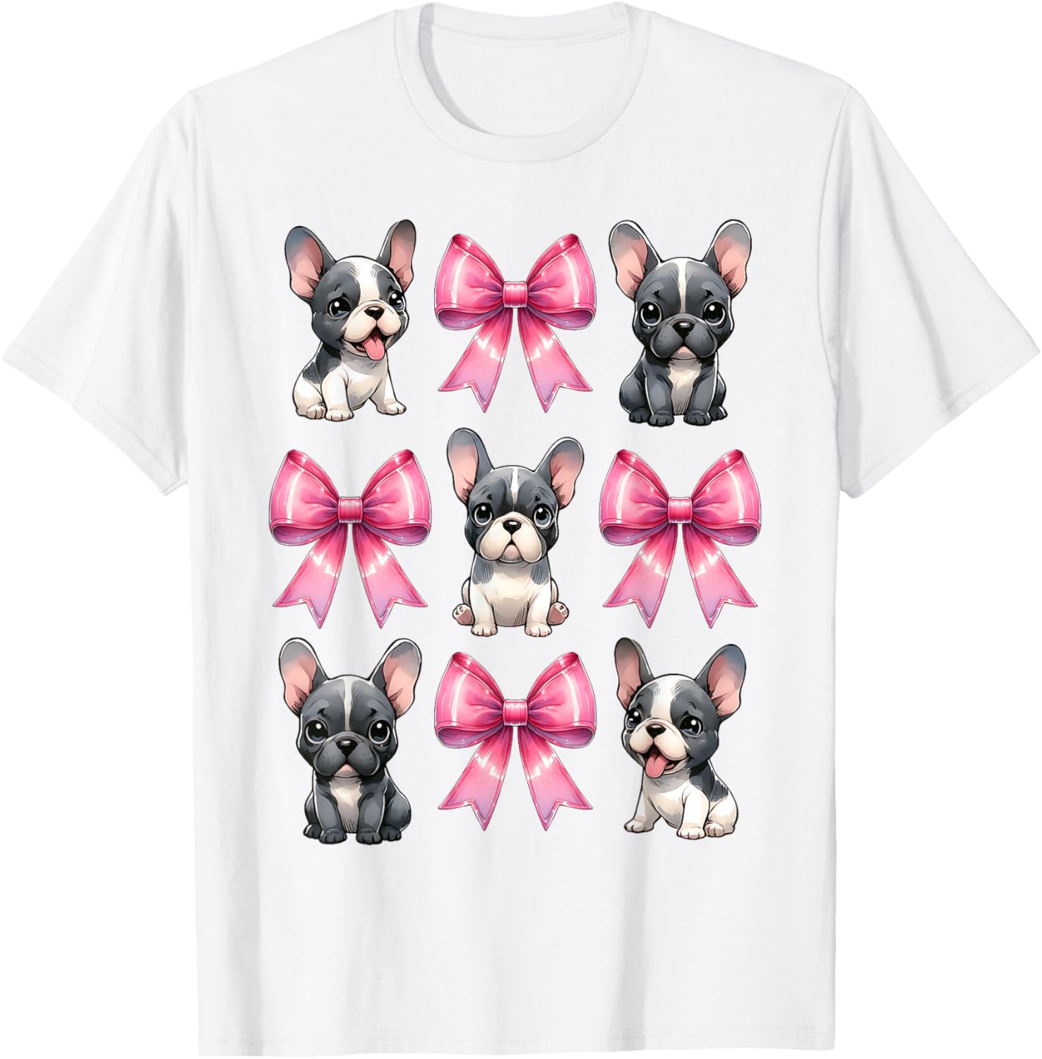 Cute Coquette Bow French Bulldog Mom T-Shirt in Pink for Dog Lovers - 2