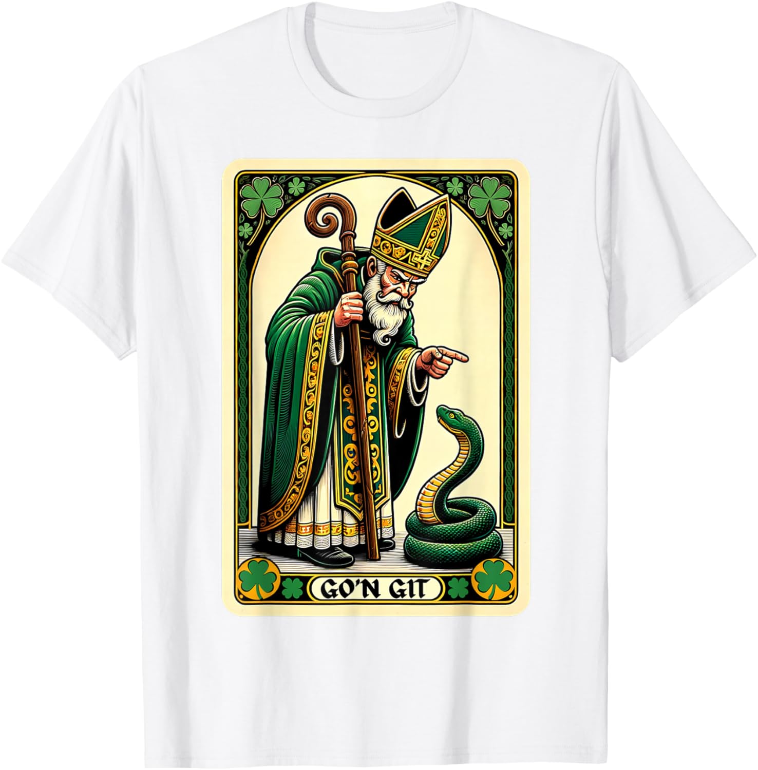 Funny St Patricks Day Tarot Card Go'n Git T-Shirt for Festive Fun - 14
