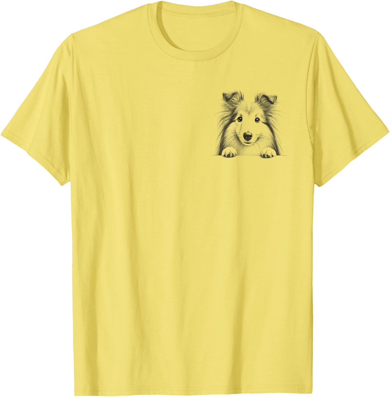 Cute Shetland Sheepdog Peeking Design T-Shirt for Dog Lovers - 1