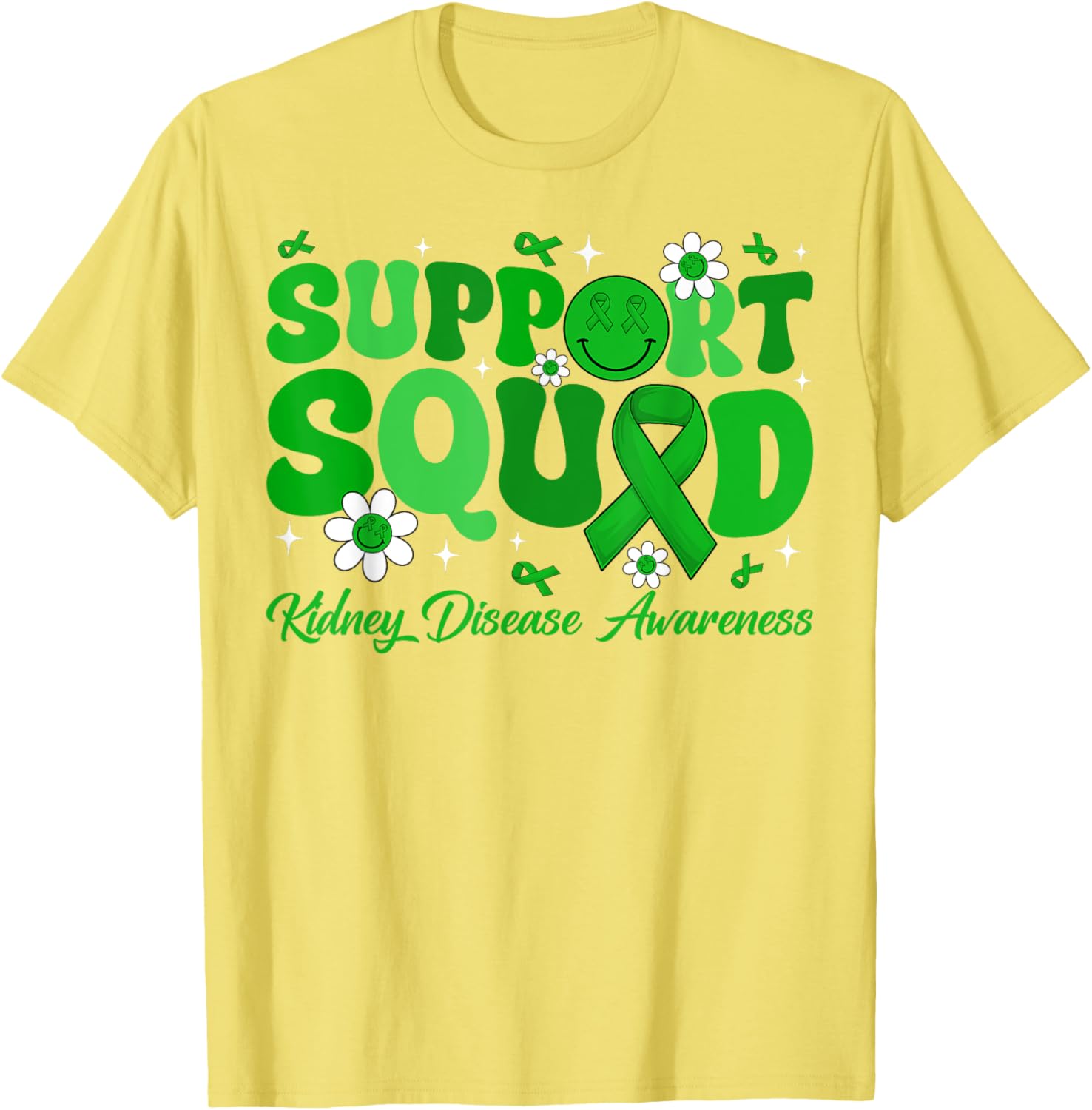Groovy Support Squad Kidney Disease Awareness Green Ribbon T-Shirt - 21