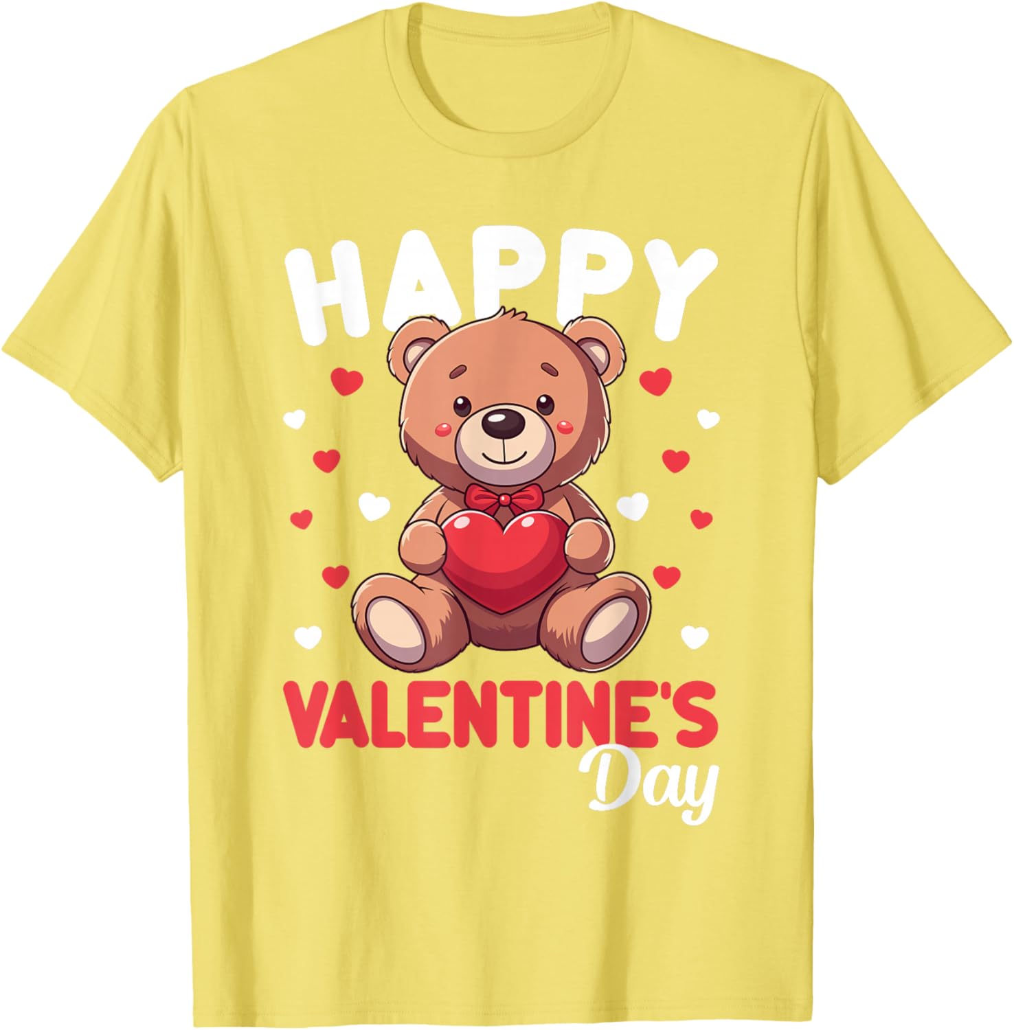 Cute Happy Valentine's Day Bear Heart T-Shirt for Kids and Women - 6