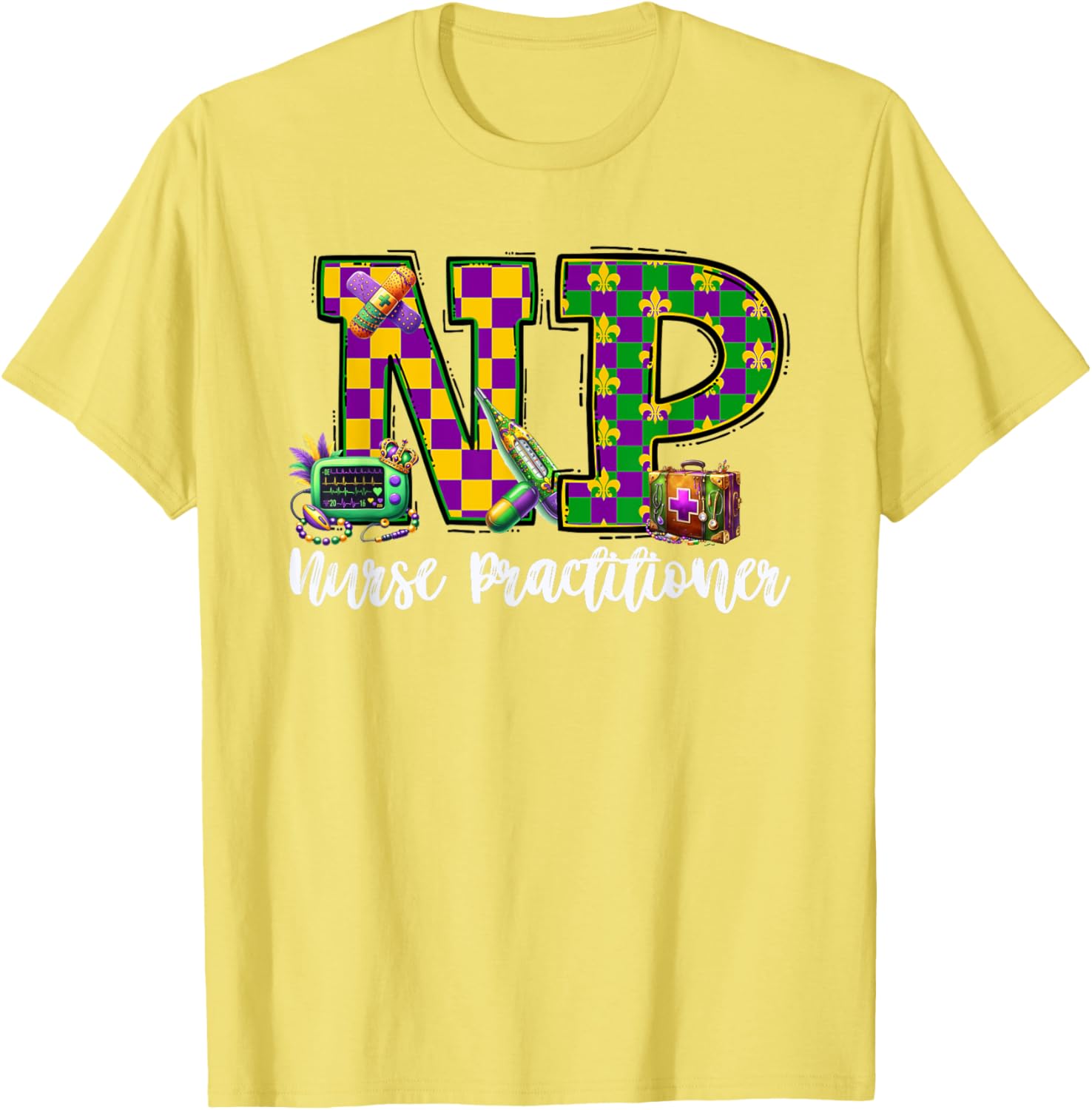 Cute Mardi Gras Nurse Practitioner T-Shirt for Women, Fun and Stylish - 6
