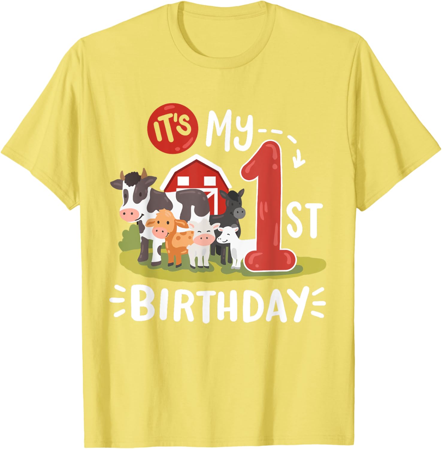 Farm Animals 1st Birthday Party T-Shirt for Kids Fun and Cute Design - 1
