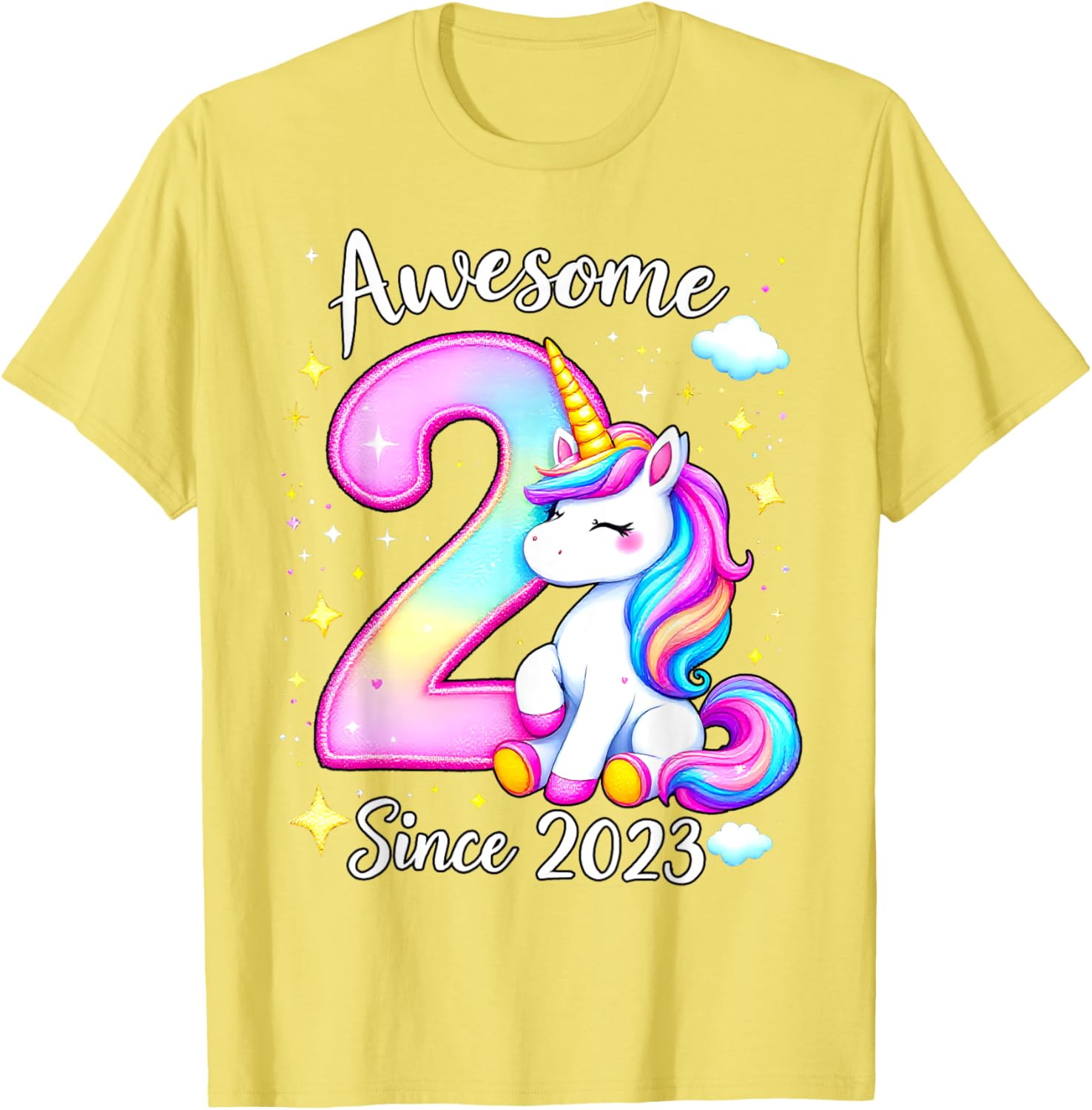 Cute Unicorn 2nd Birthday Girls T-Shirt for Awesome Celebrations - 9