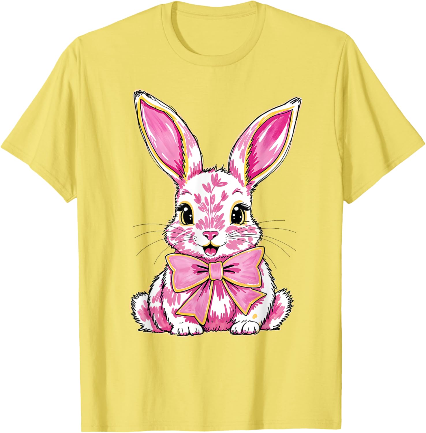 Happy Easter Bunny Coquette Bow Preppy T-Shirt for Women and Girls - 1