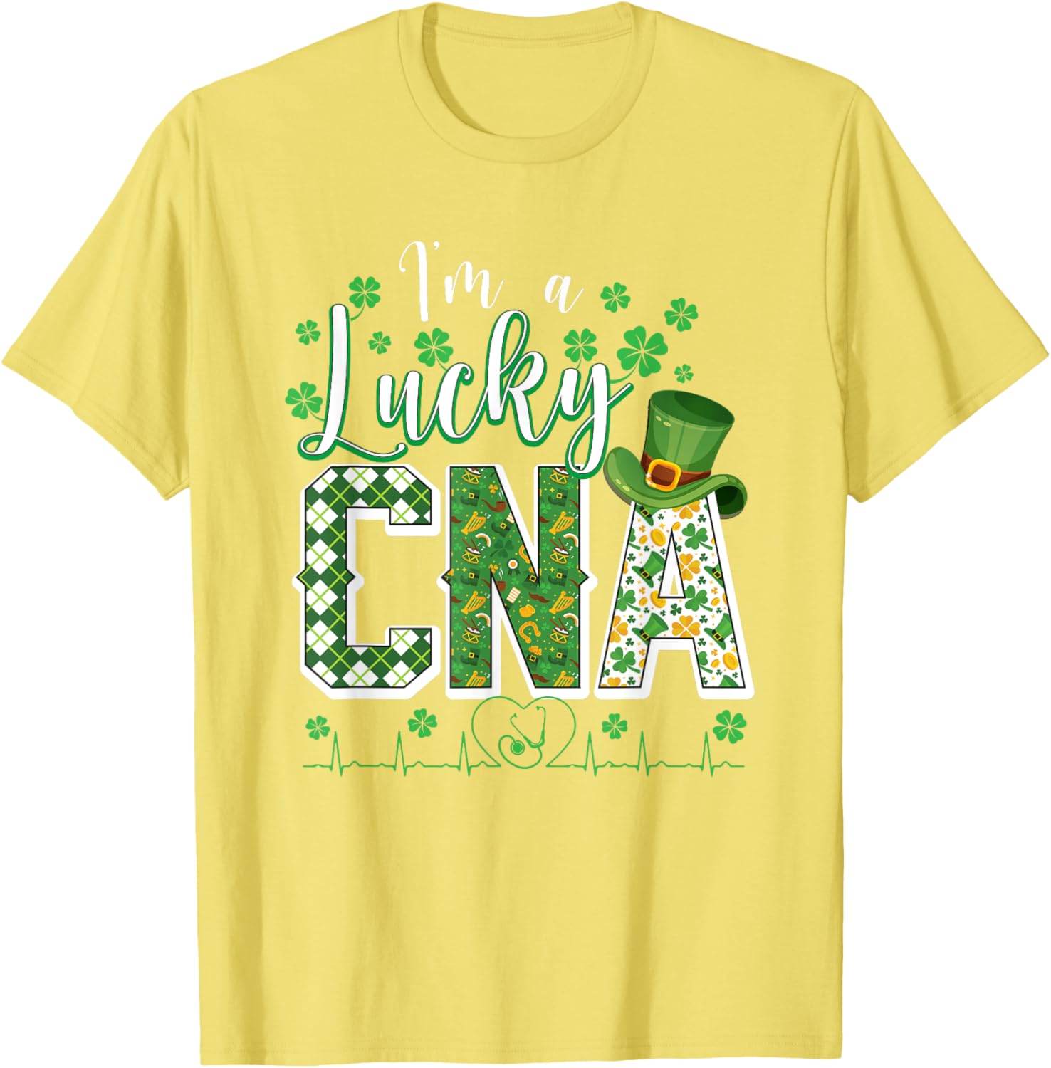 Funny Lucky CNA Nurse Shamrock St Patrick's Day T-Shirt for Scrubs - 19