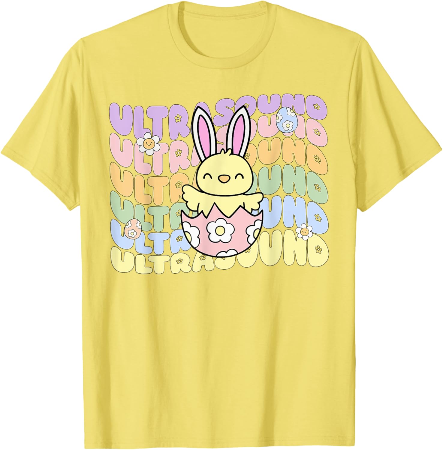 Groovy Easter Sonographer Bunny Chick Eggs T-Shirt for Ultrasound Lovers - 4