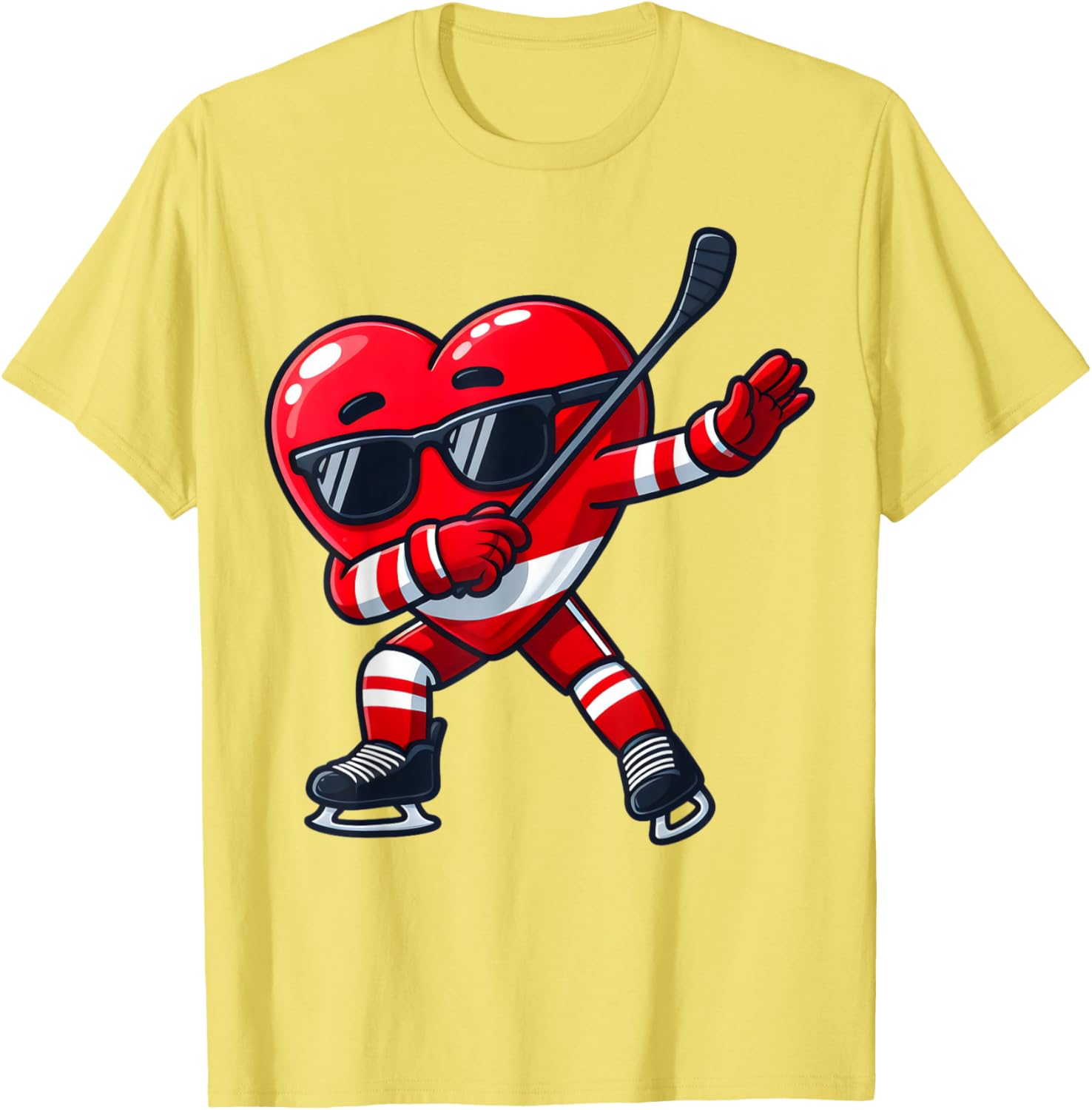 Cute Dabbing Heart Ice Hockey T-Shirt for Funny Valentine's Day Fun - 8