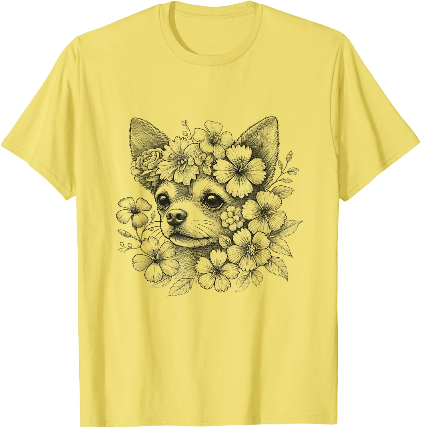 Floral Chihuahua T-Shirt for Girls and Women - Cute Dog Flower Design - 2